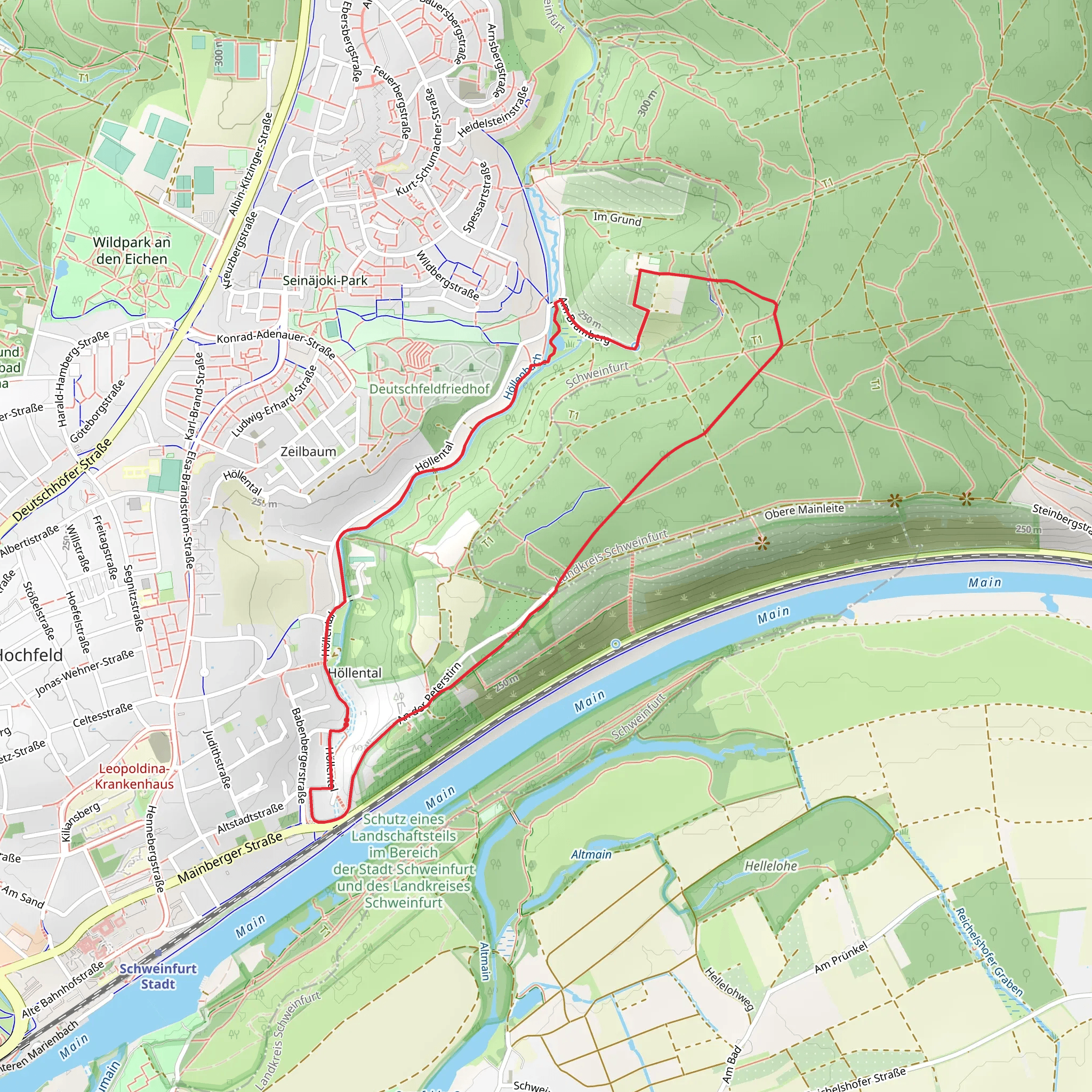 Höllenbach and Friedrich Rueckert Wanderweg mobile static map