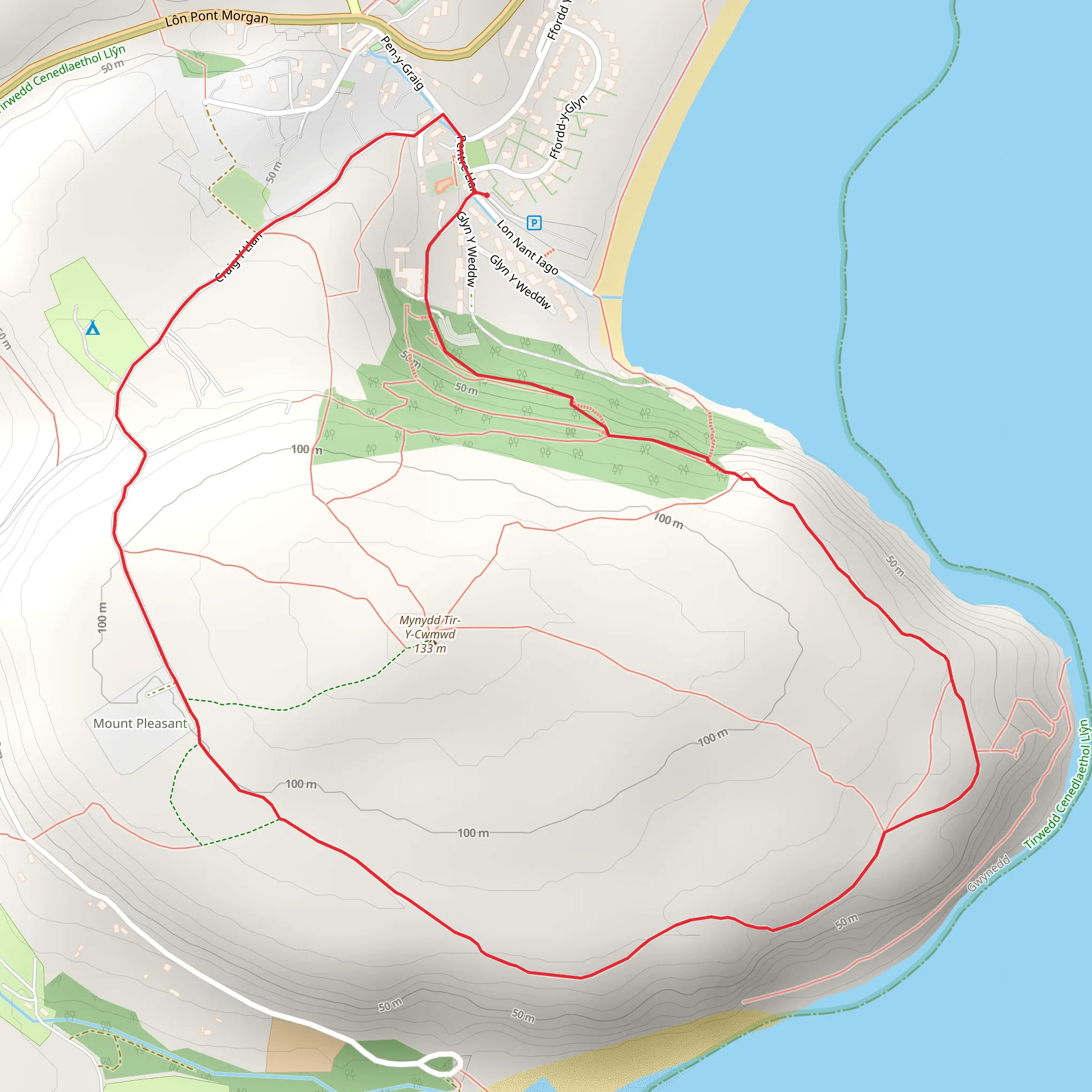 Llanbedrog Headland Circular mobile static map