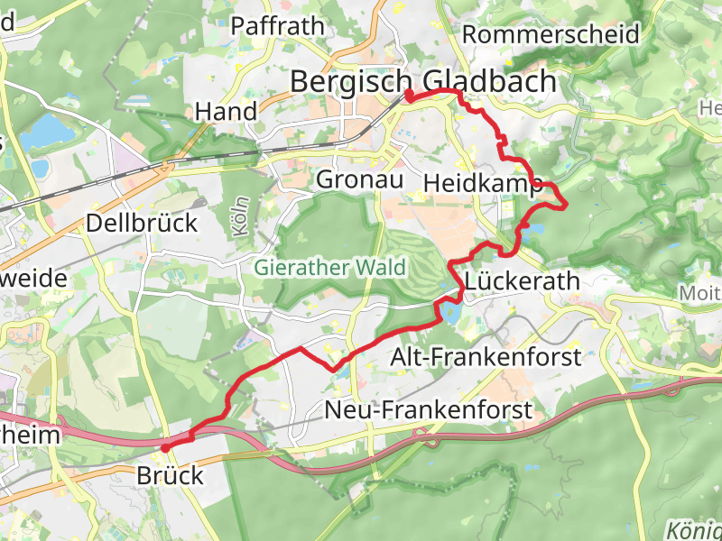 Brück Mauspfad to Bergisch Gladbach via Bensberger See and Koelnpfad