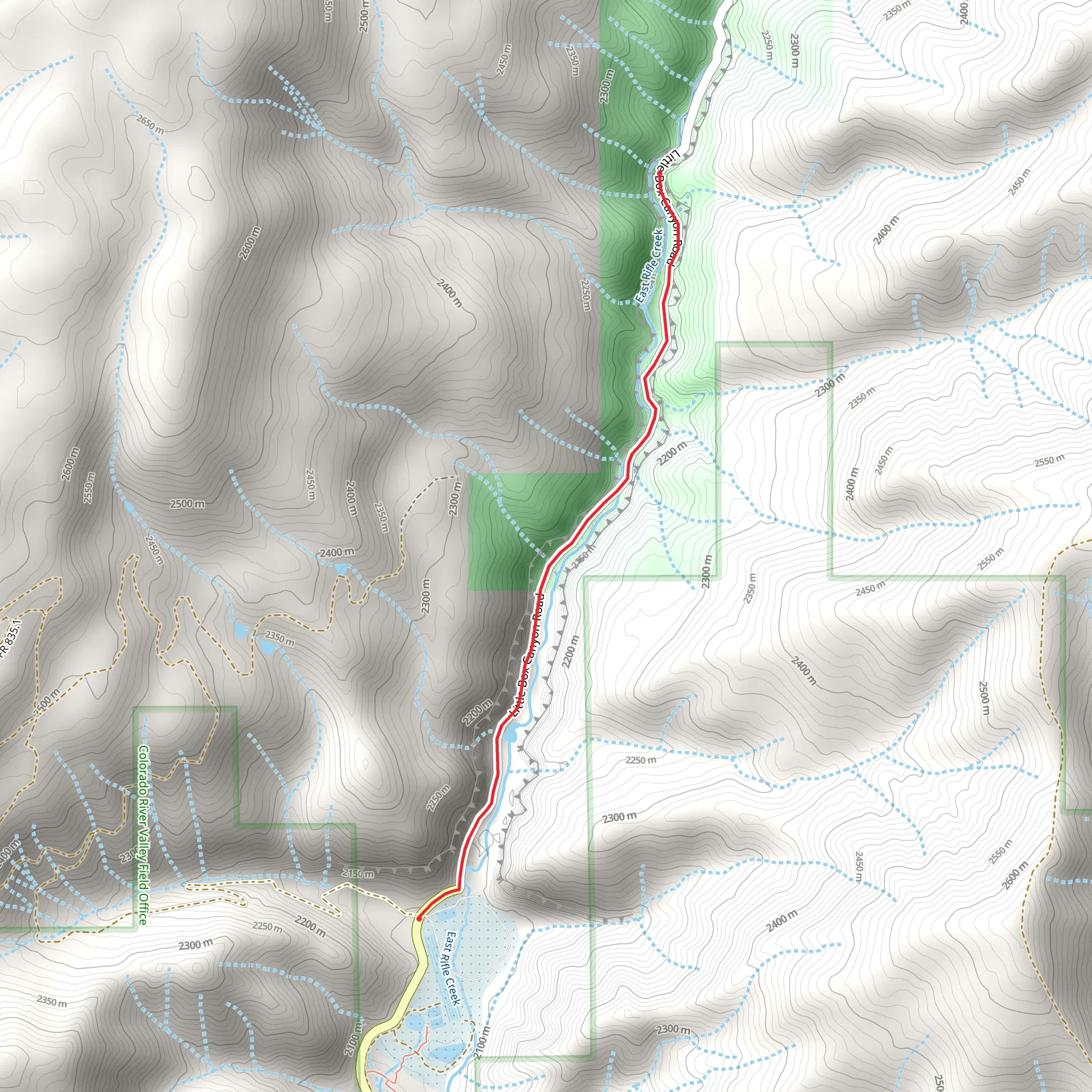 Walk along East Rifle Creek mobile static map