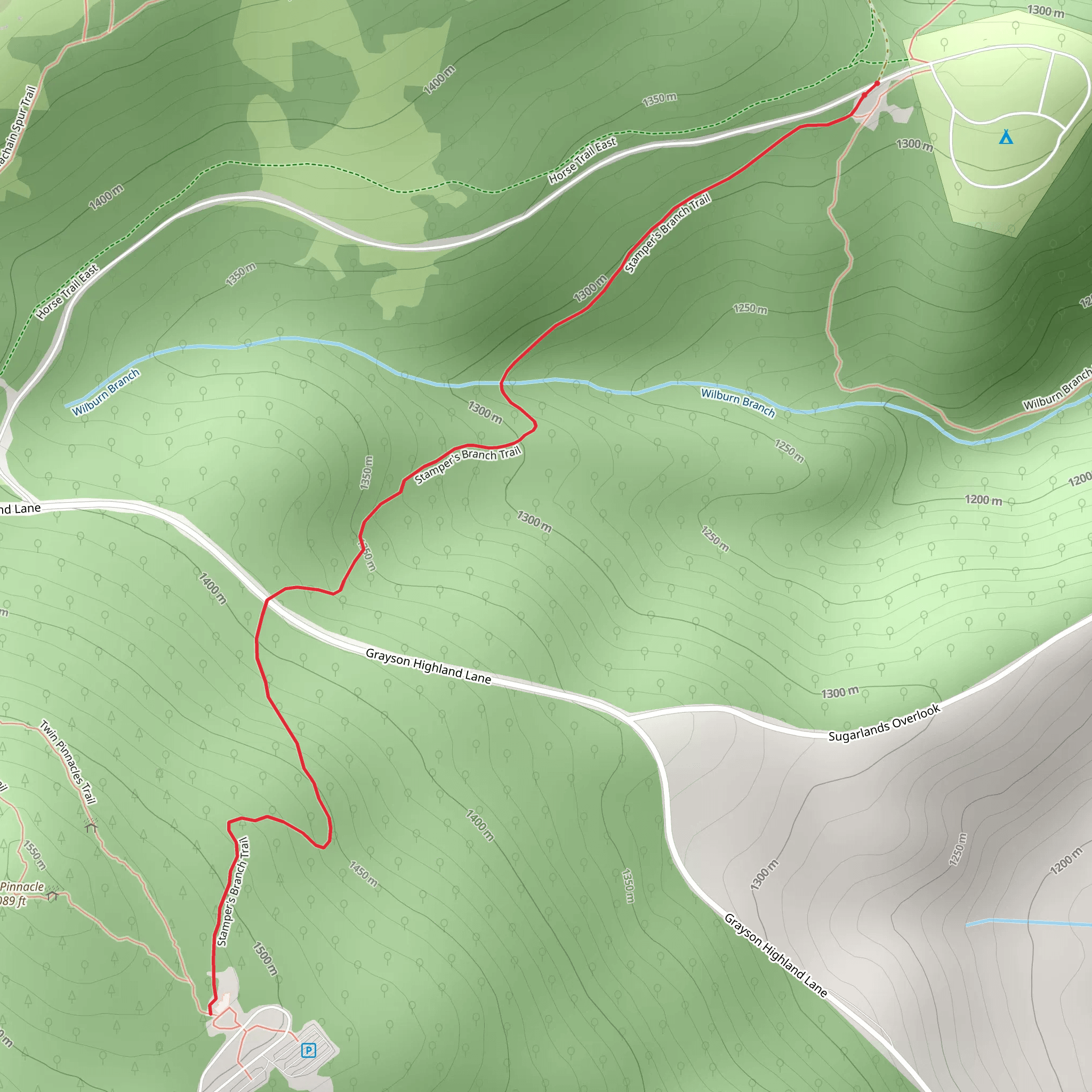 Stamper's Branch Trail mobile static map