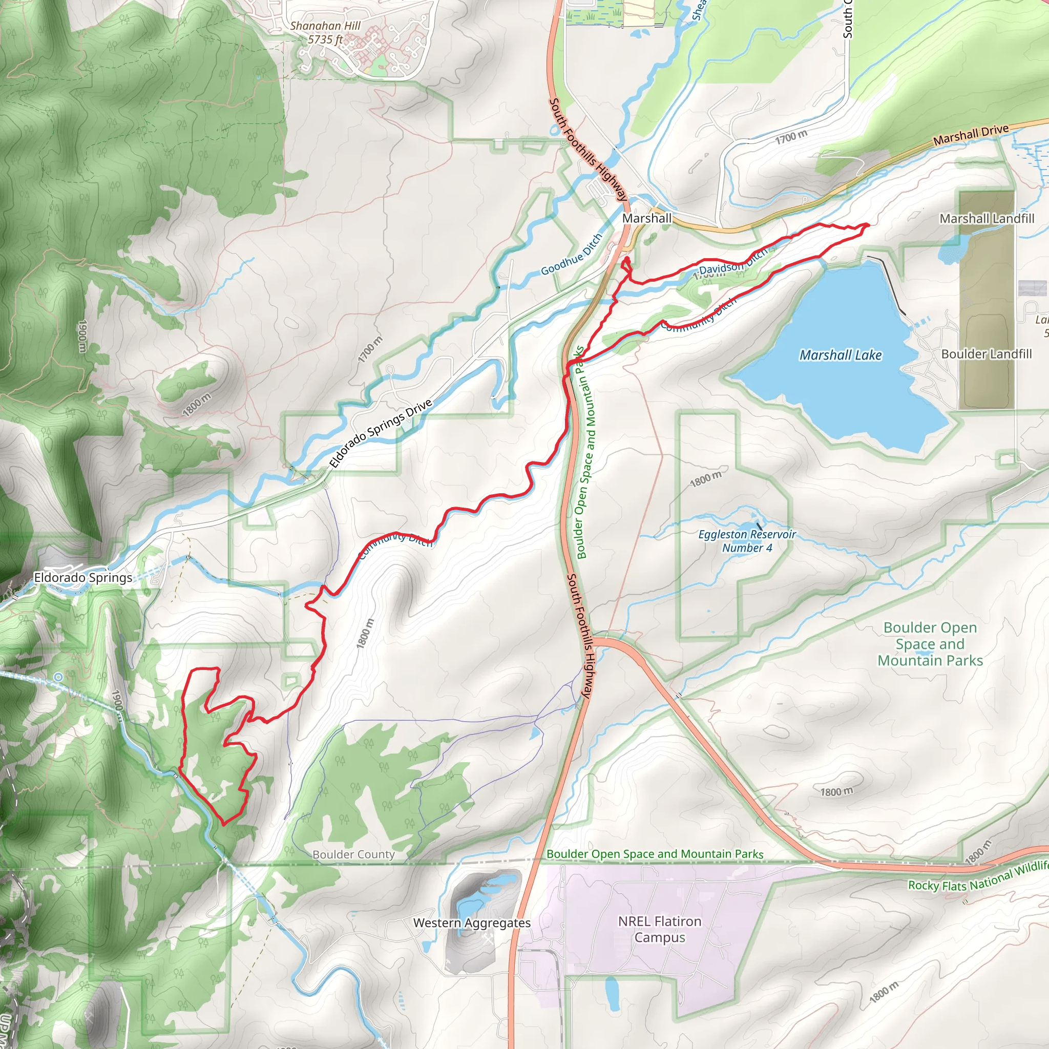 Coal Seam Trail, Marshall Valley Trail and Spring Brook Loop South Trail mobile static map