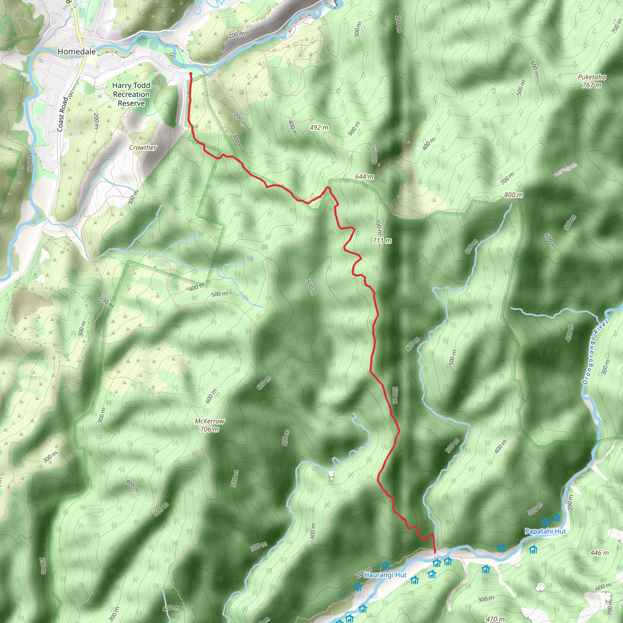 Whakanui Track mobile static map
