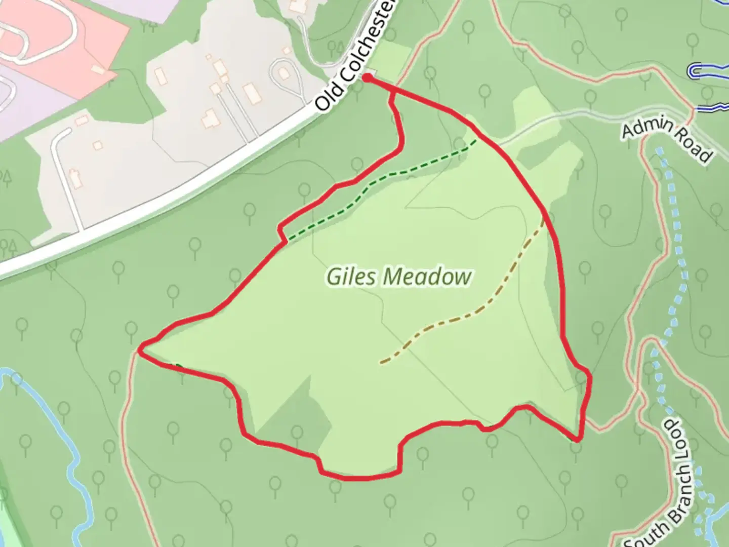 An image depicting the trail Old Colchester Road Loop and its surrounding area.