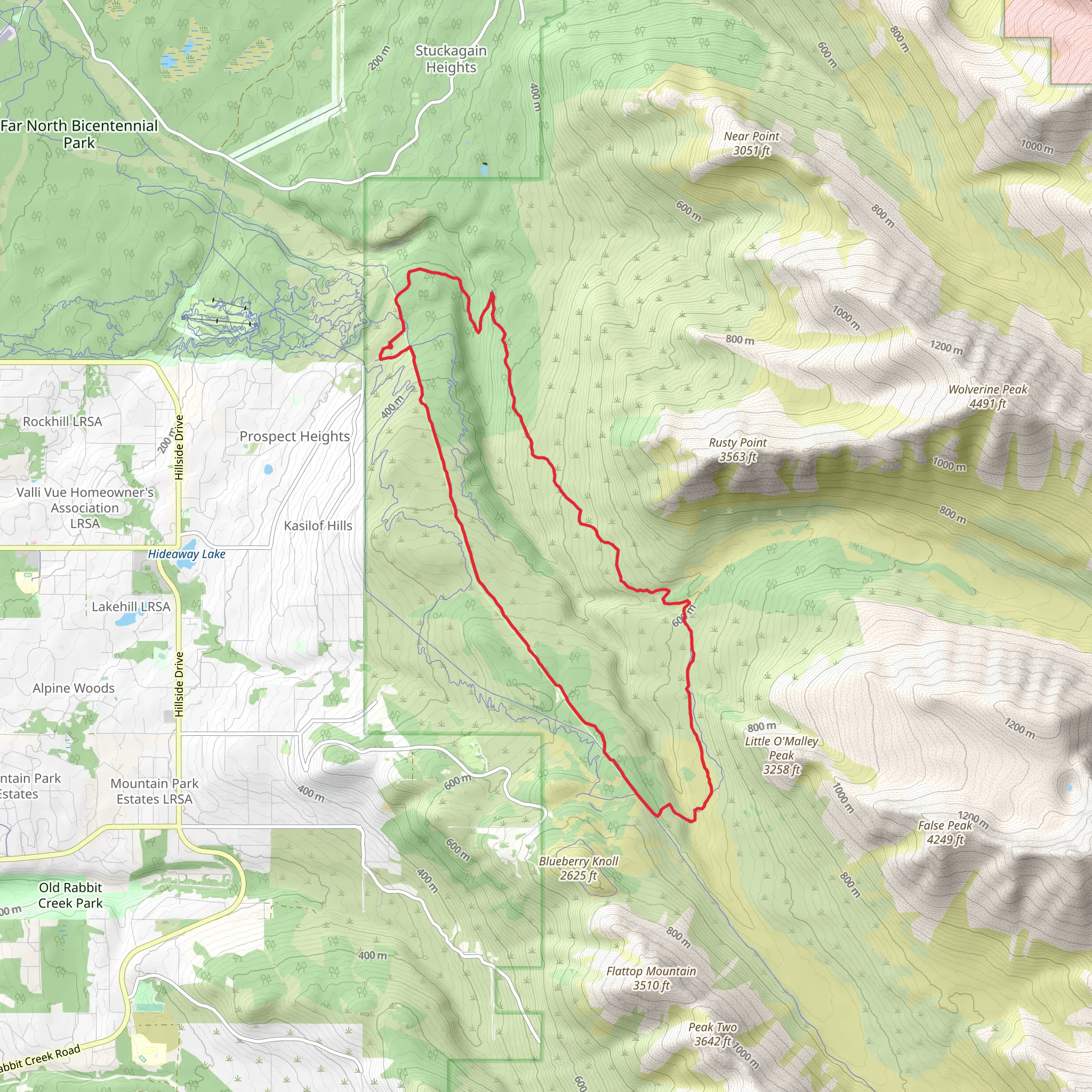 Wolverine, Middle Fork and Powerline Loop Trail mobile static map