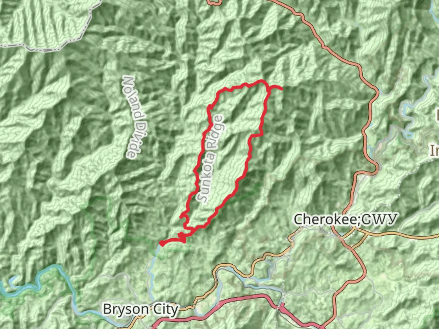 An image depicting the trail Newton Bald Loop from Deep Creek and its surrounding area.