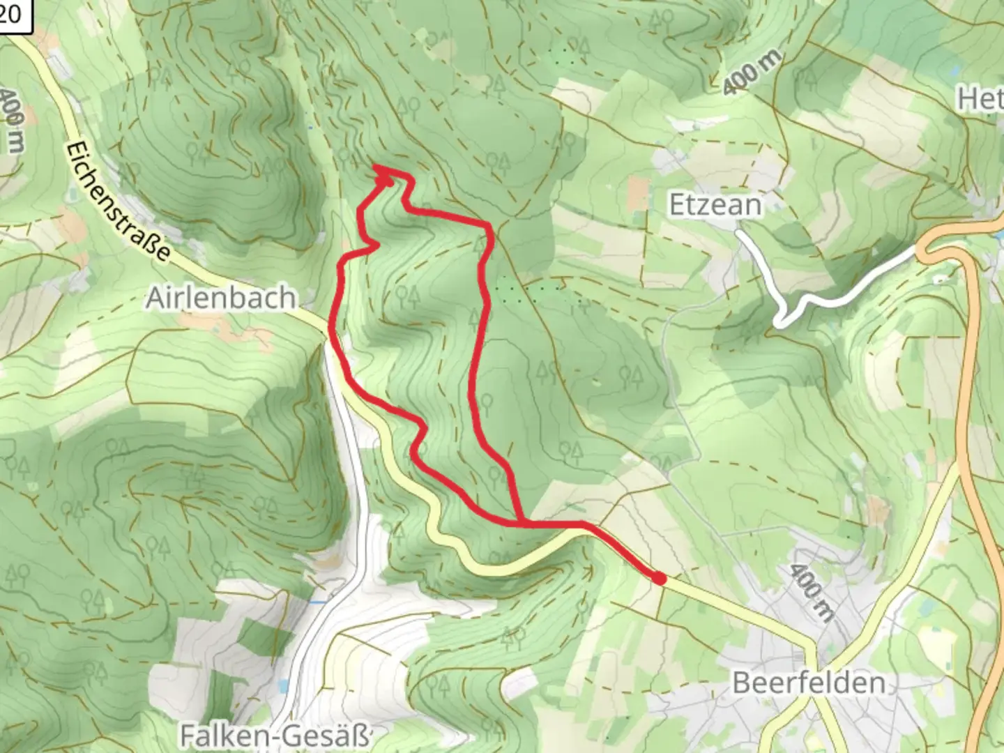 An image depicting the trail Am Kirchberg and its surrounding area.