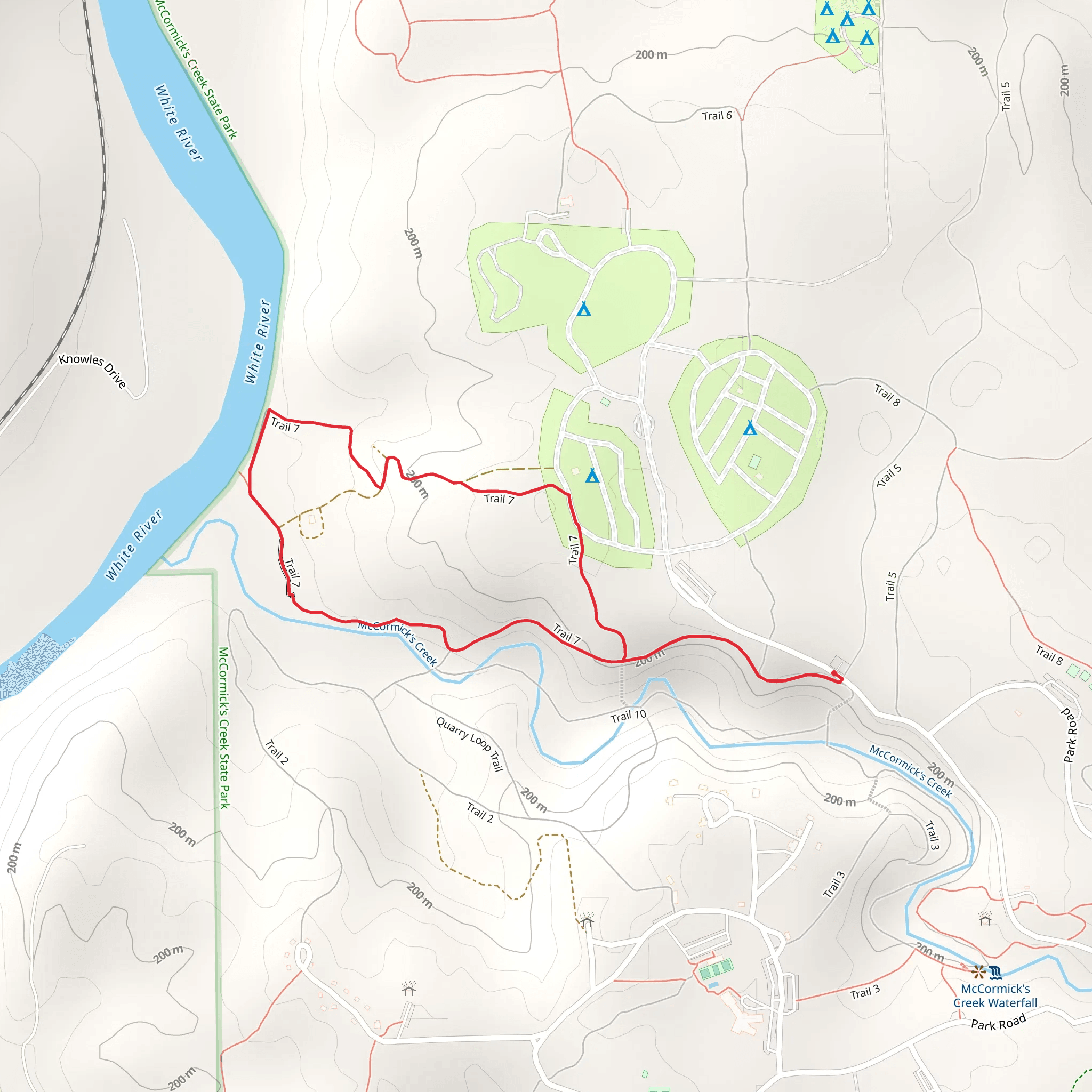 McCormick's Creek and White River Loop mobile static map