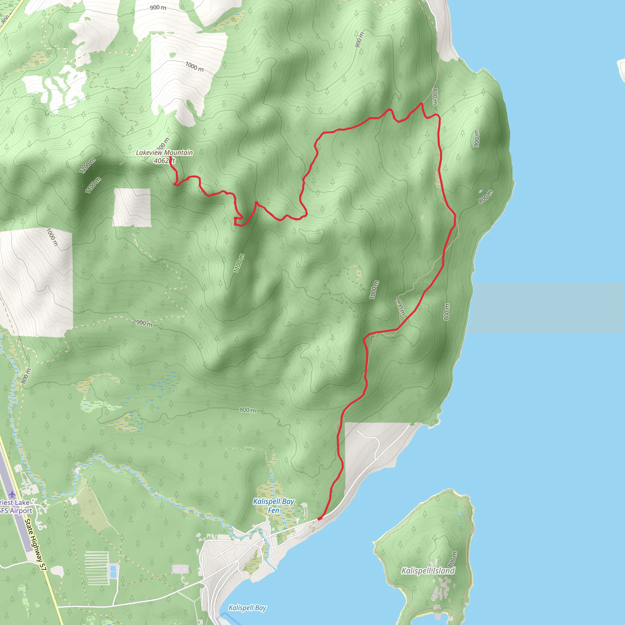 Lakeview Mountain via Reeder Bay Trail mobile static map