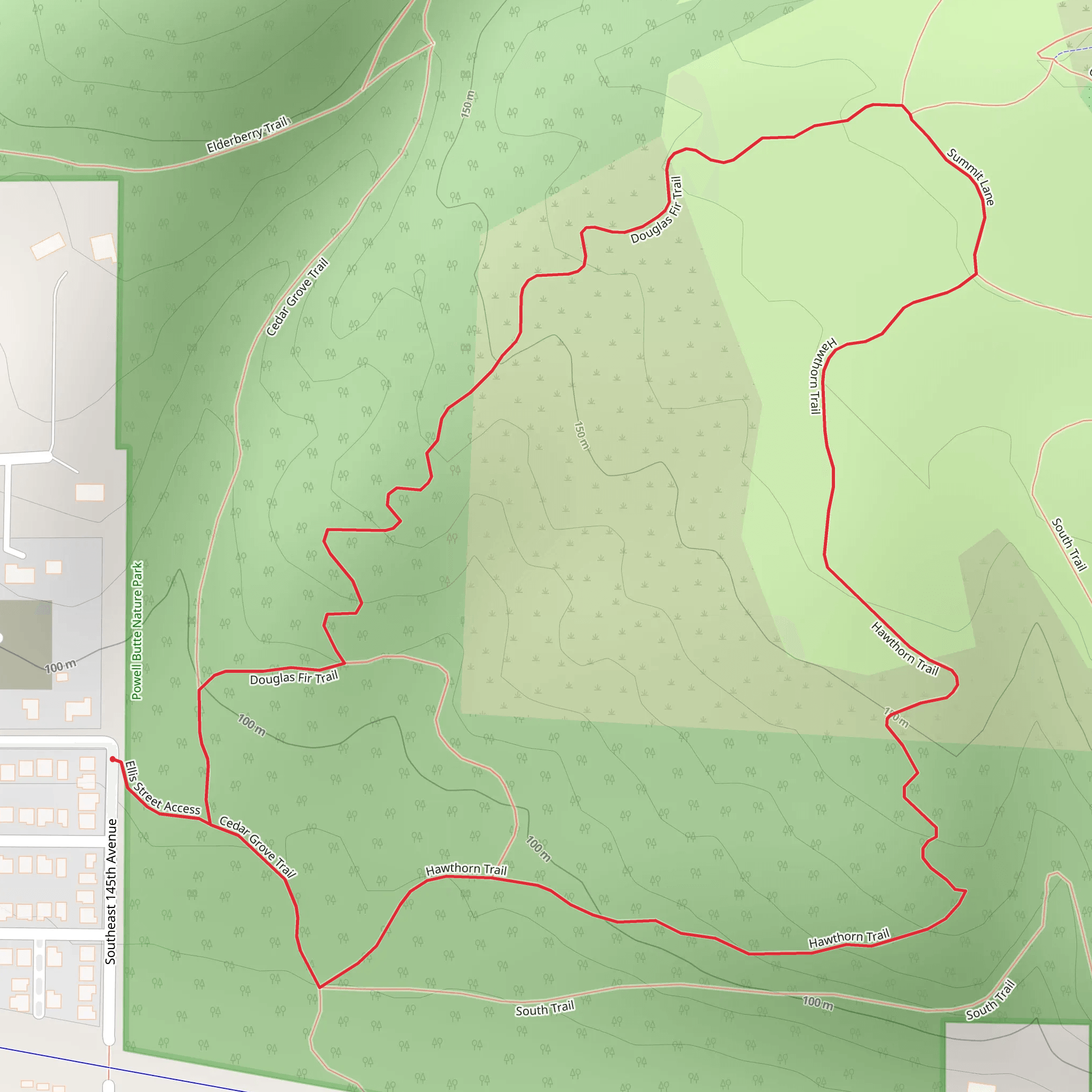 Cedar Grove, Summit Lane and Douglas Fir Loop Trail mobile static map