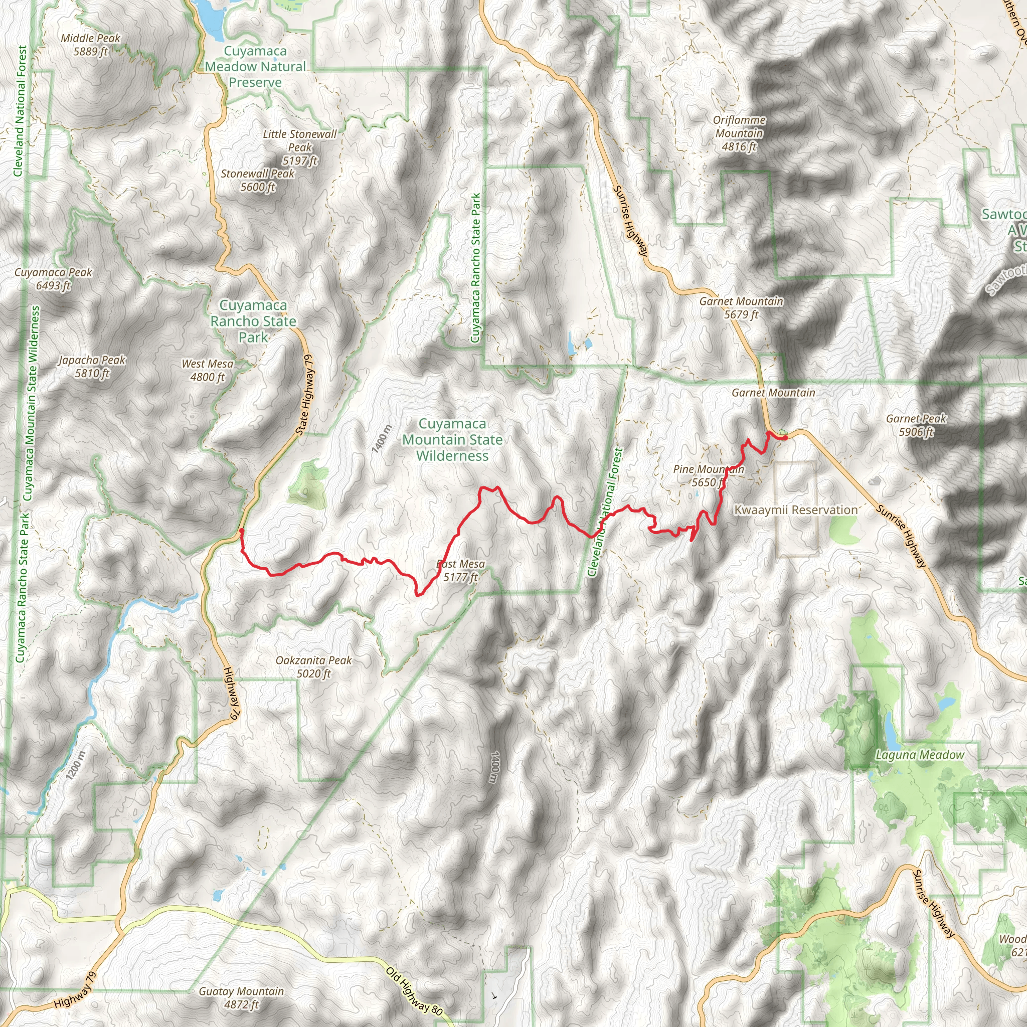 Pine Mountain and Harvey Mooore Trail mobile static map