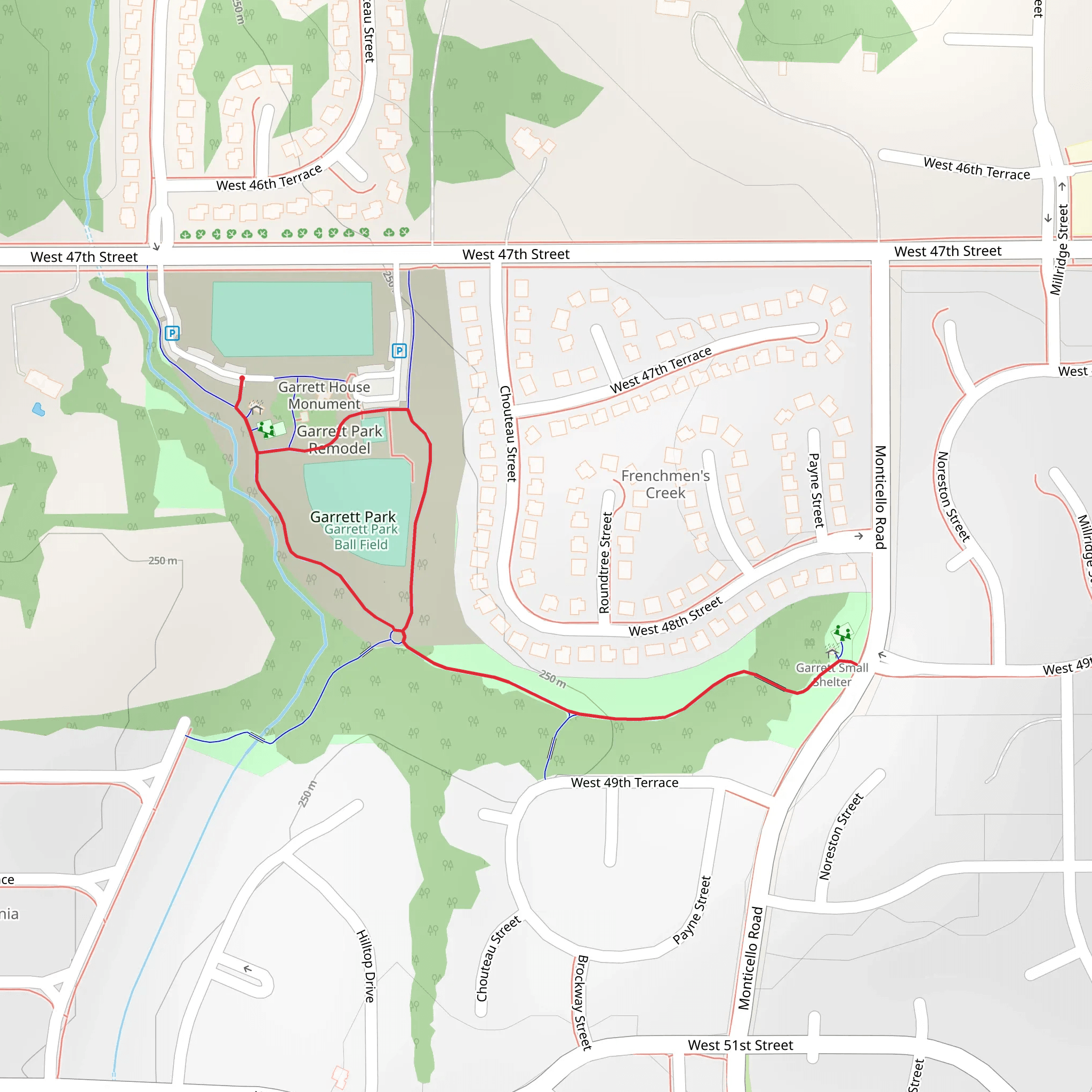 Garrett Park Ball Field Loop mobile static map