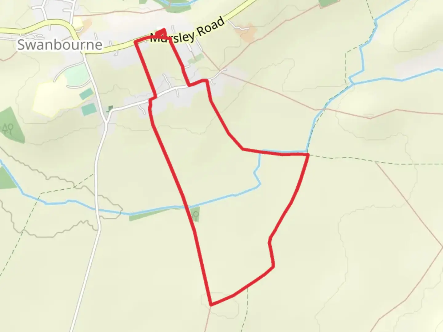 An image depicting the trail Swanbourne Loop via Cross Bucks Way and its surrounding area.