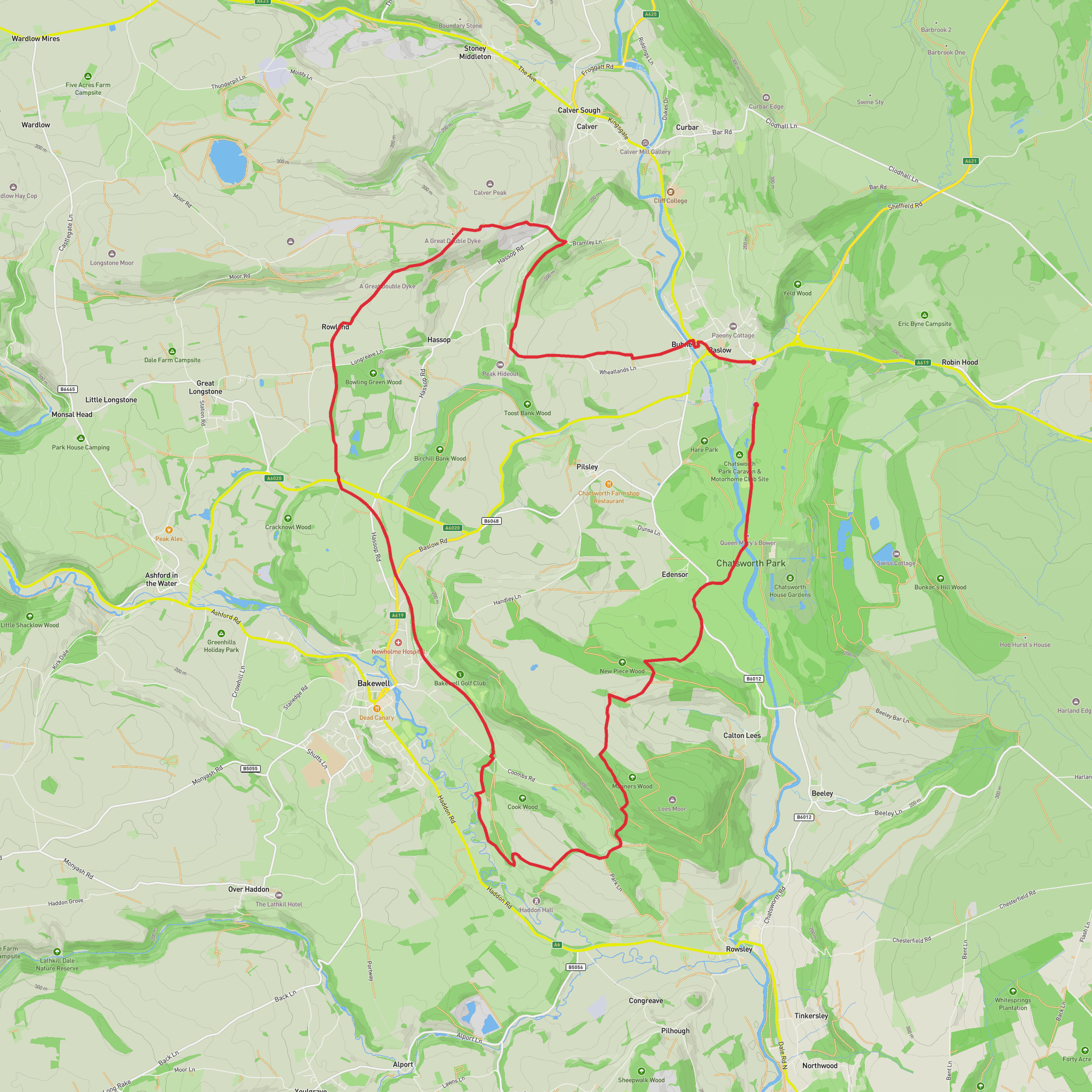 Queen Mary's Bower, Haddon's Park and Bank Wood Loop mobile static map