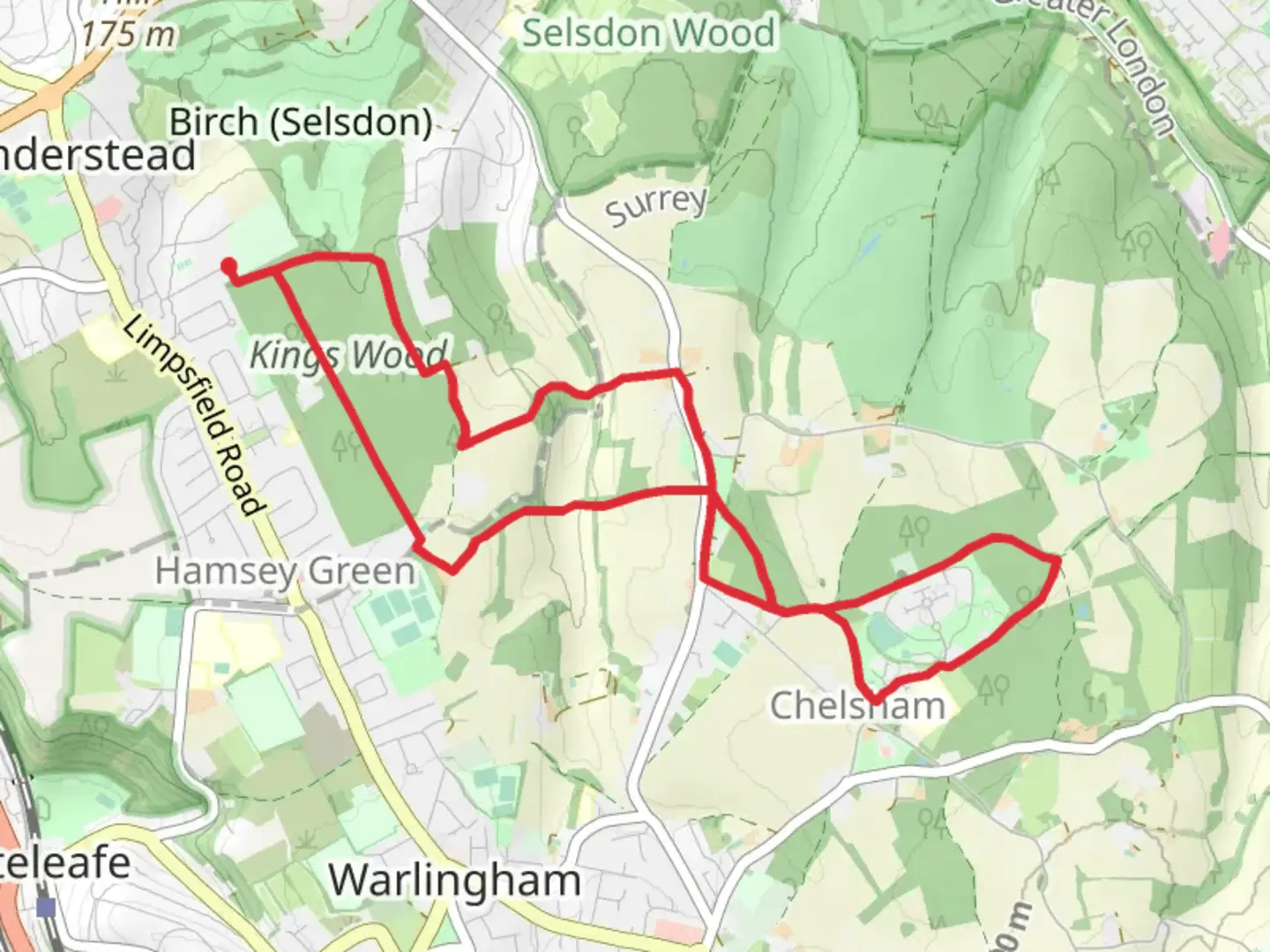 An image depicting the trail King's Wood and Littlepark Wood Loop and its surrounding area.