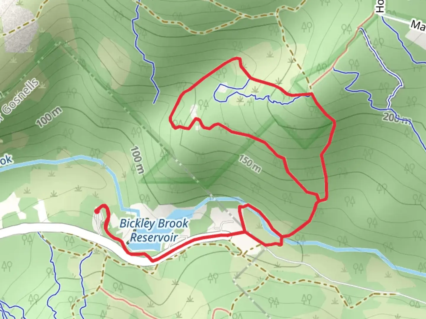 An image depicting the trail Bickley Reservoir Walk and its surrounding area.