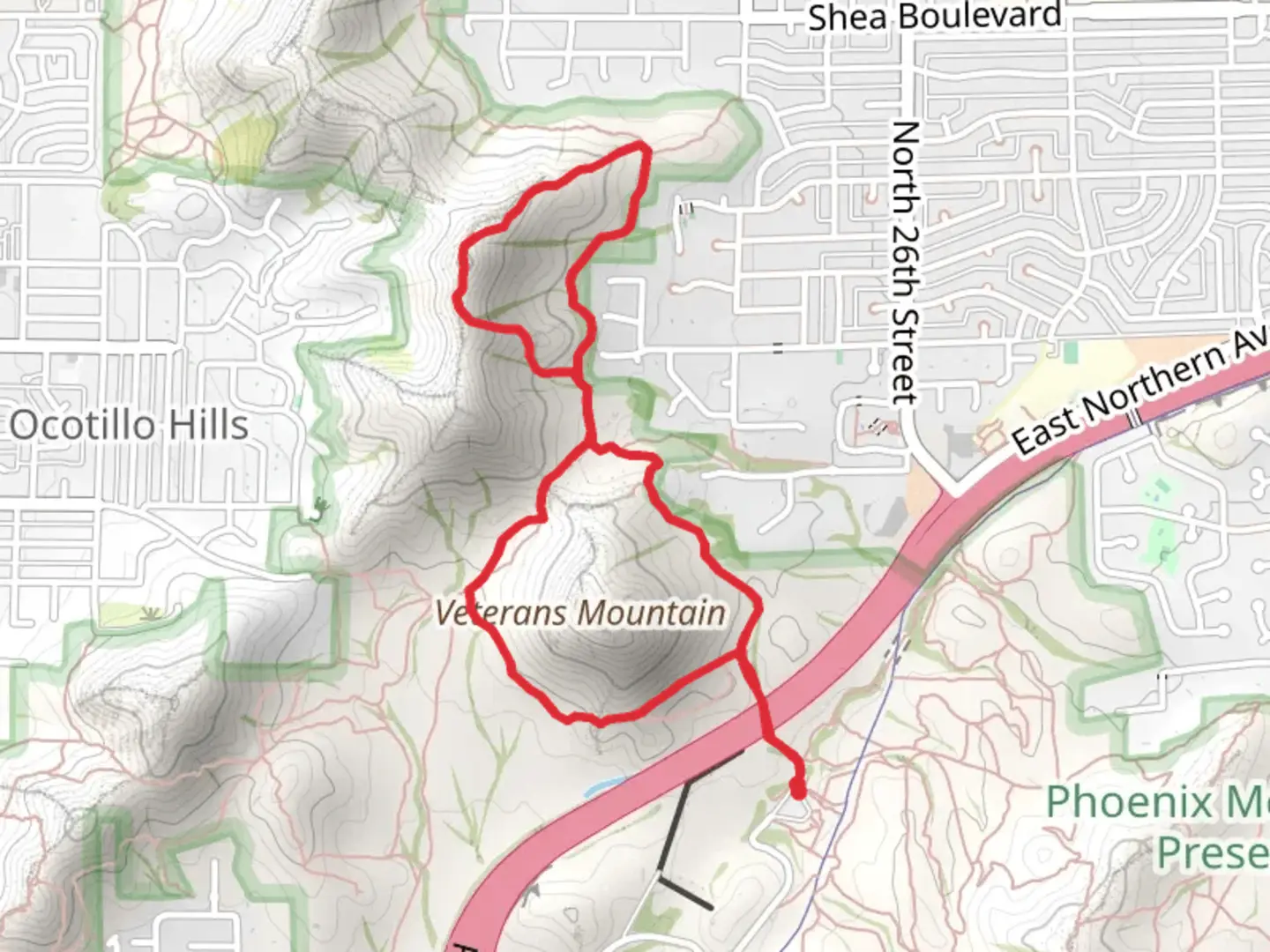 An image depicting the trail Veterrans Mountain and Charles M Christiansen Trail and its surrounding area.