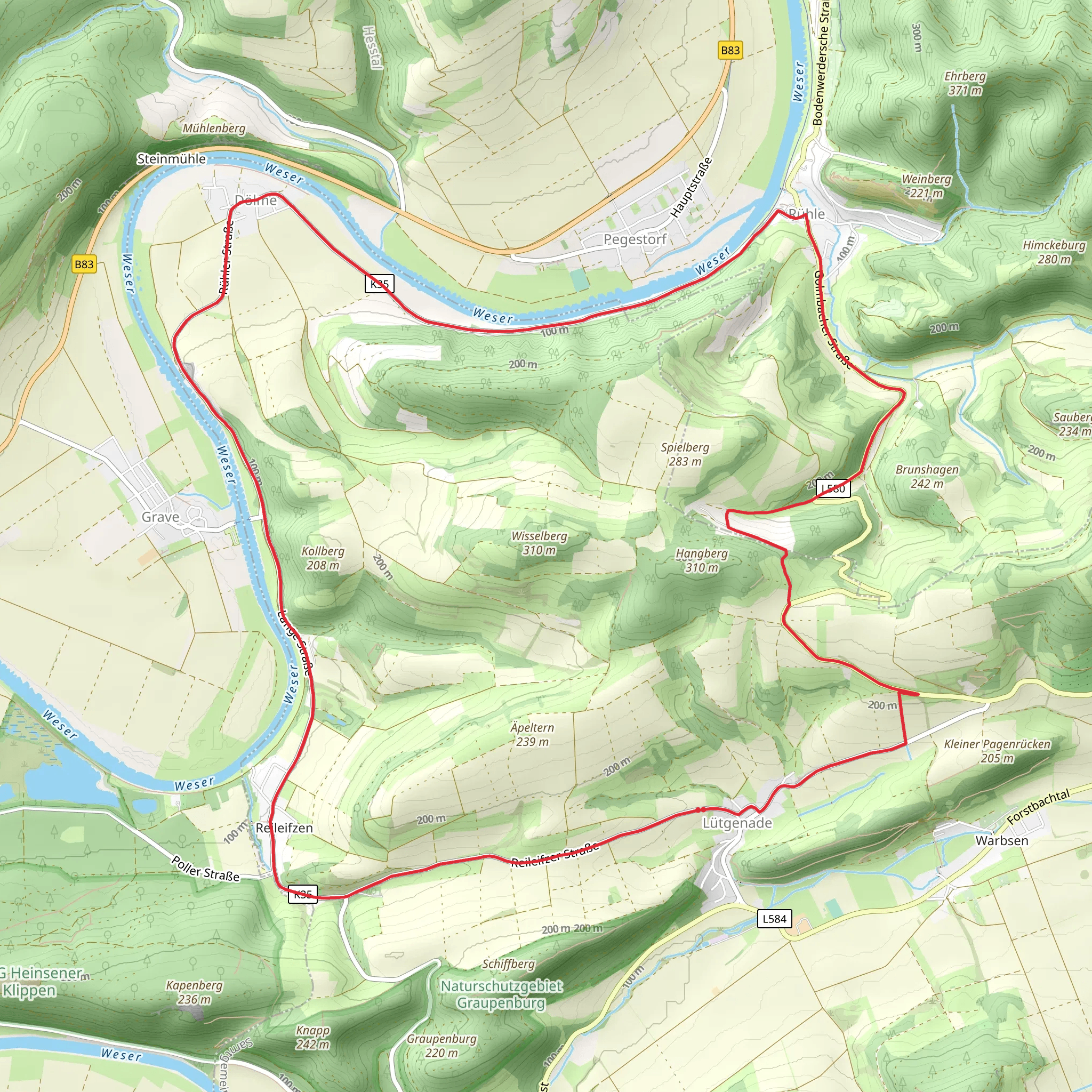 Lutgenade and Ruhle Loop via Weser mobile static map