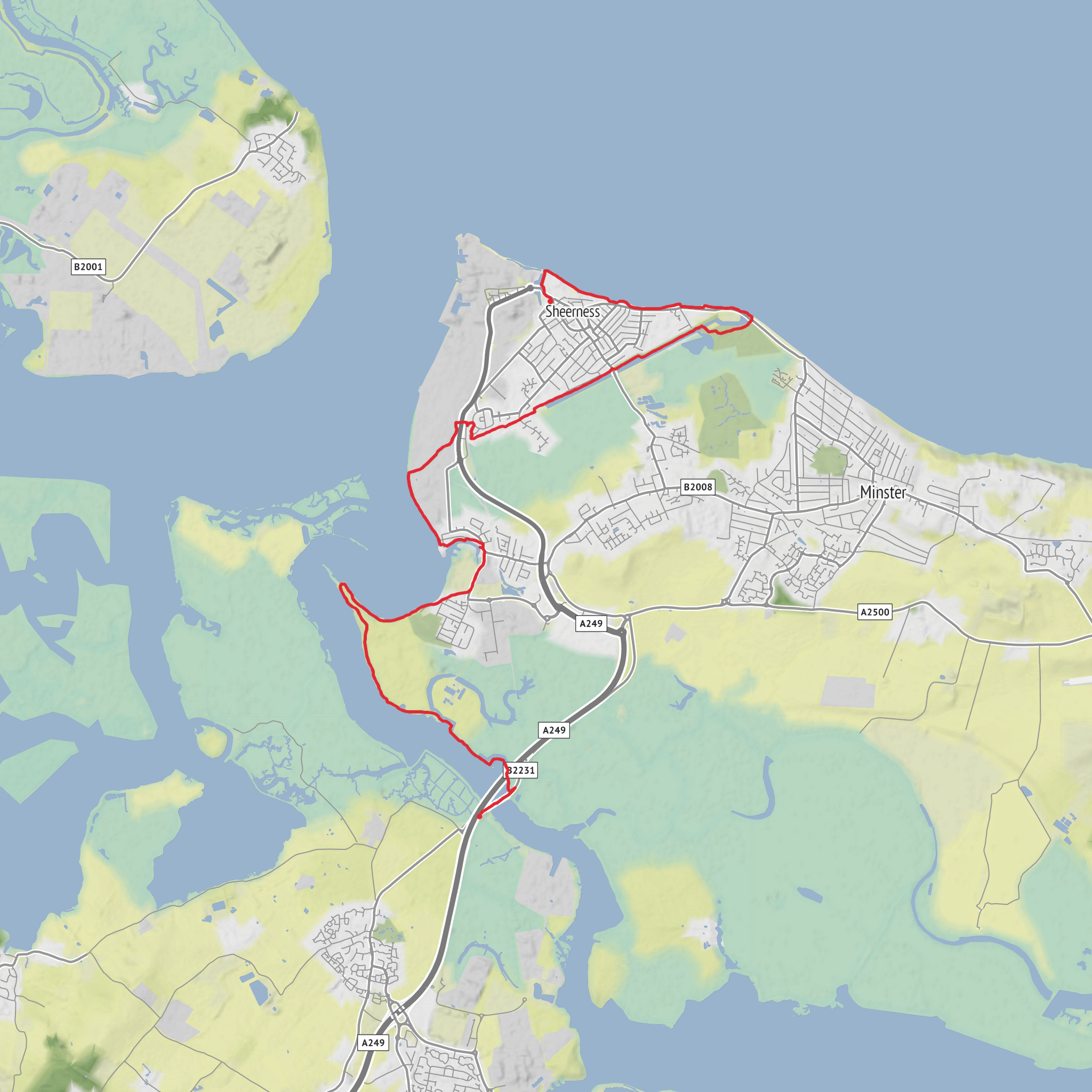 Sheppey Swale to Sheerness via Queenborough mobile static map