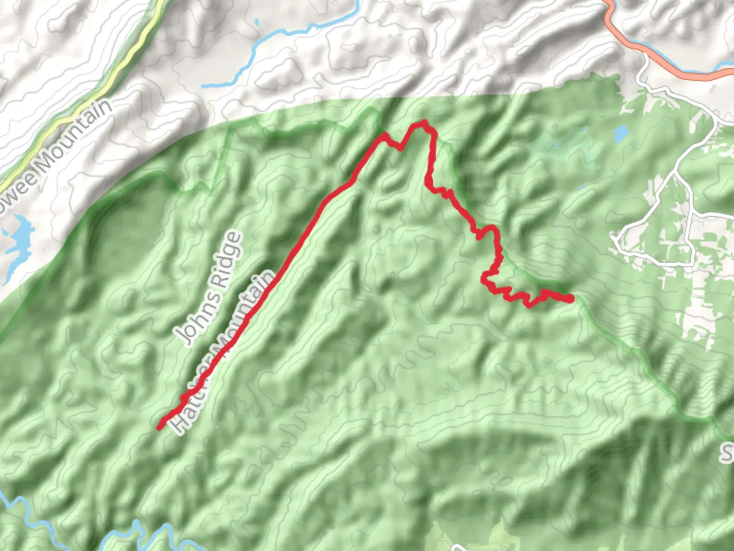 An image depicting the trail Beard Cane Trail via Ace Gap Trail and its surrounding area.