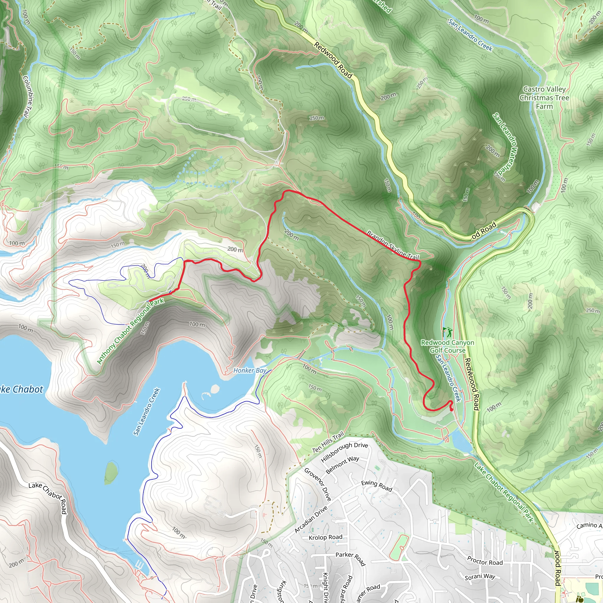 Bay Area Ridge and Towhee Trail mobile static map