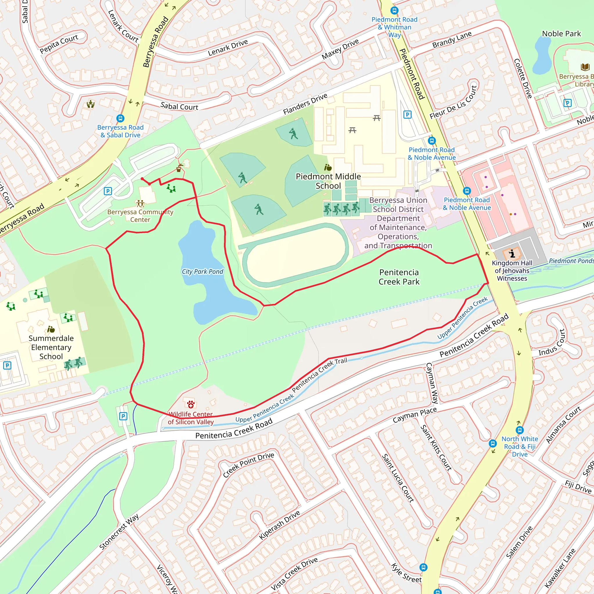 City Park Pond and Penitencia Creek Trail mobile static map