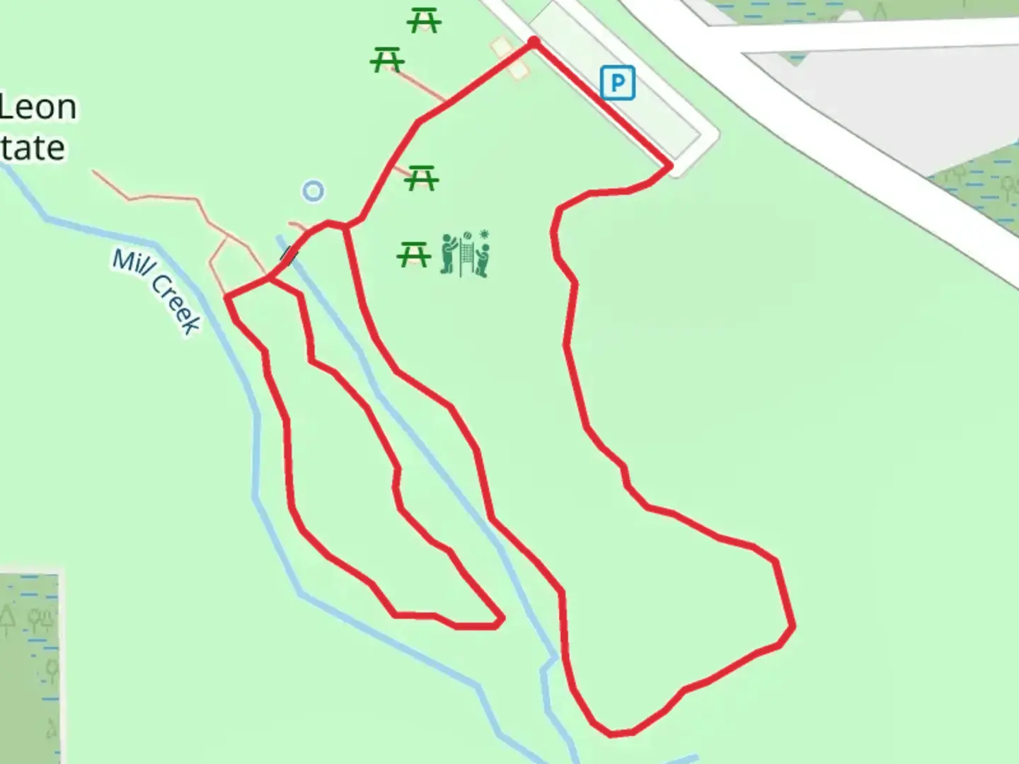 An image depicting the trail Ponce de Leon Springs State Park Loop and its surrounding area.