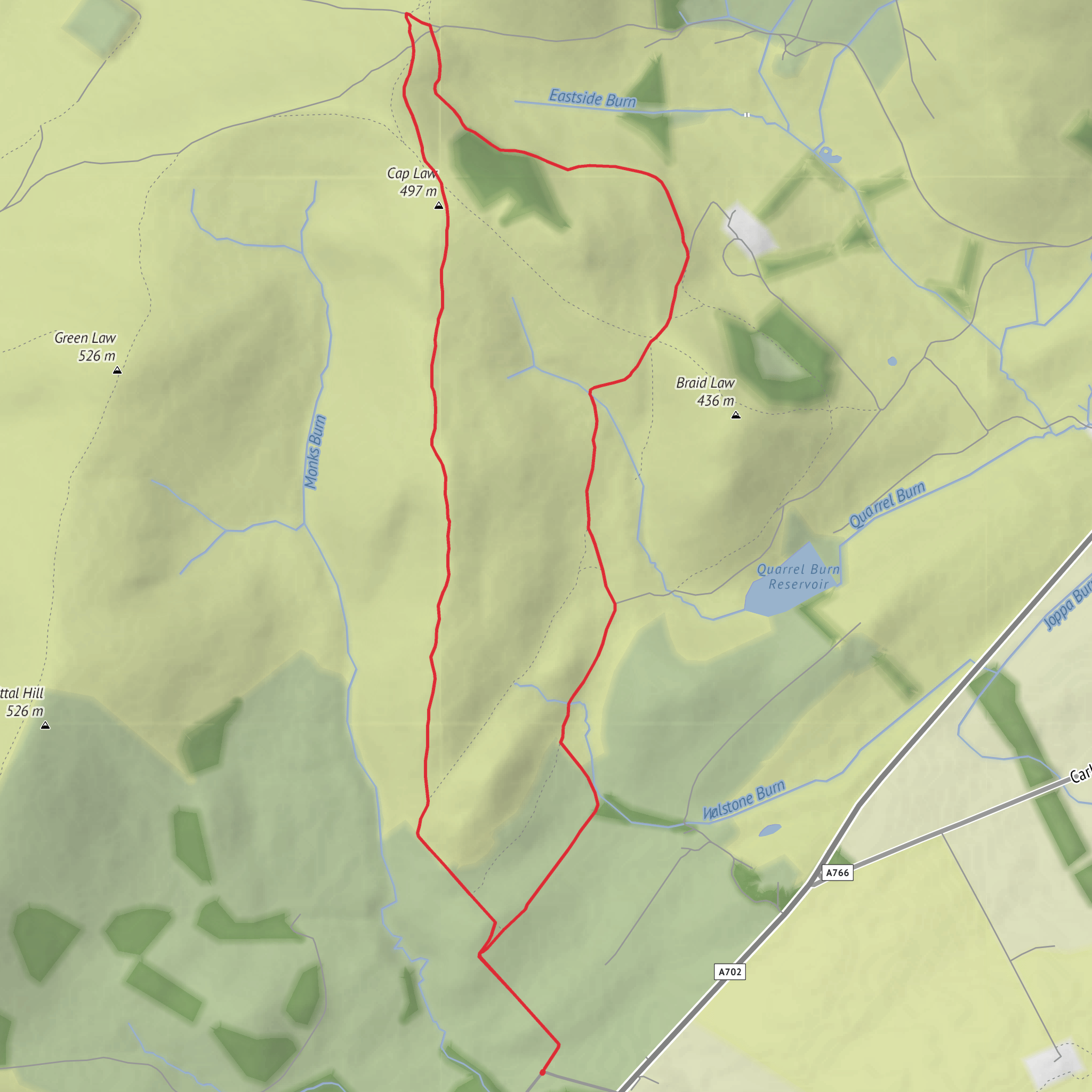 Scroggy Hill, Monk Rig and Cap Law Loop mobile static map