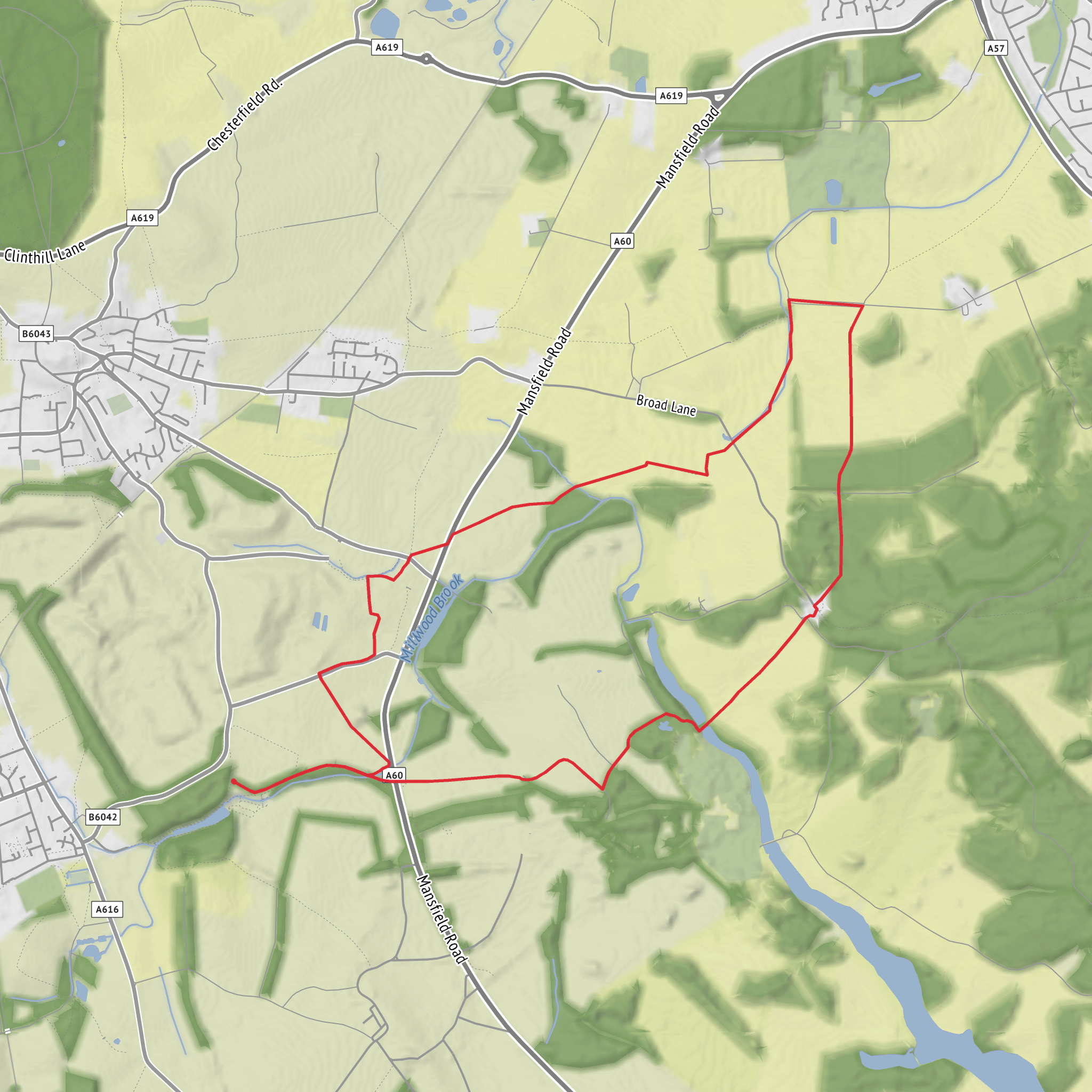 Gouldsmeadow Lake, Oak Wood and Ladycroft Wood Loop mobile static map