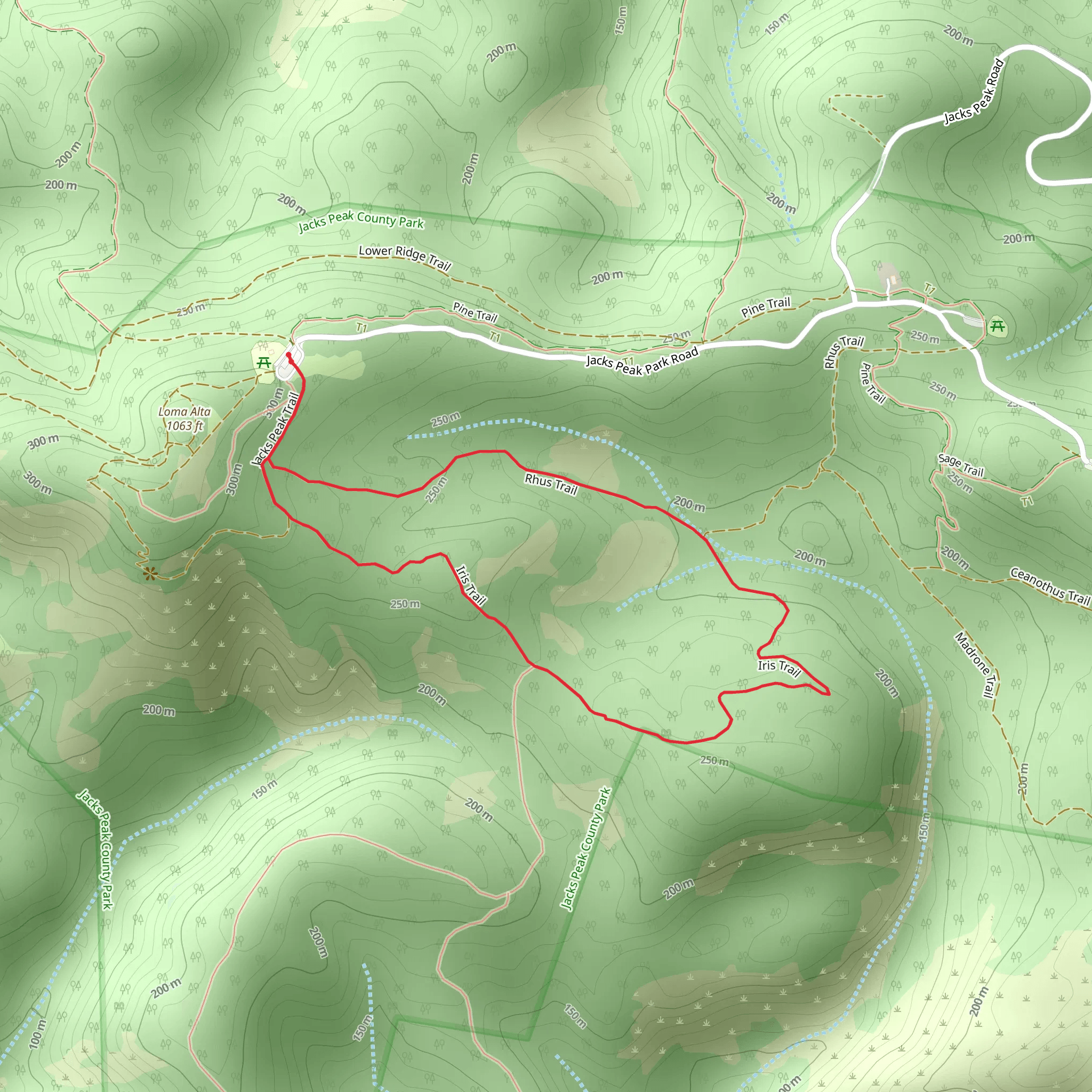 Iris and Rhus Loop Trail mobile static map
