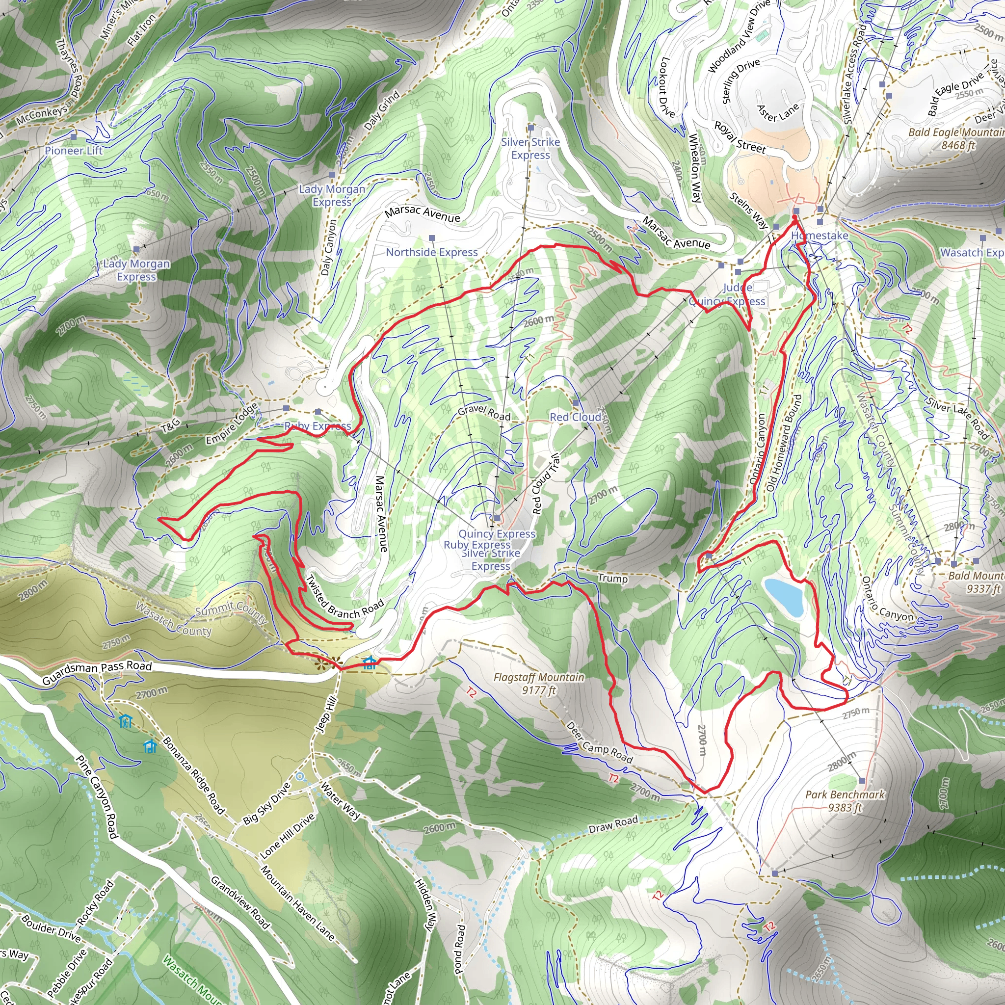 Ontario Hike, Corvair and Mid Mountain Loop Trail mobile static map