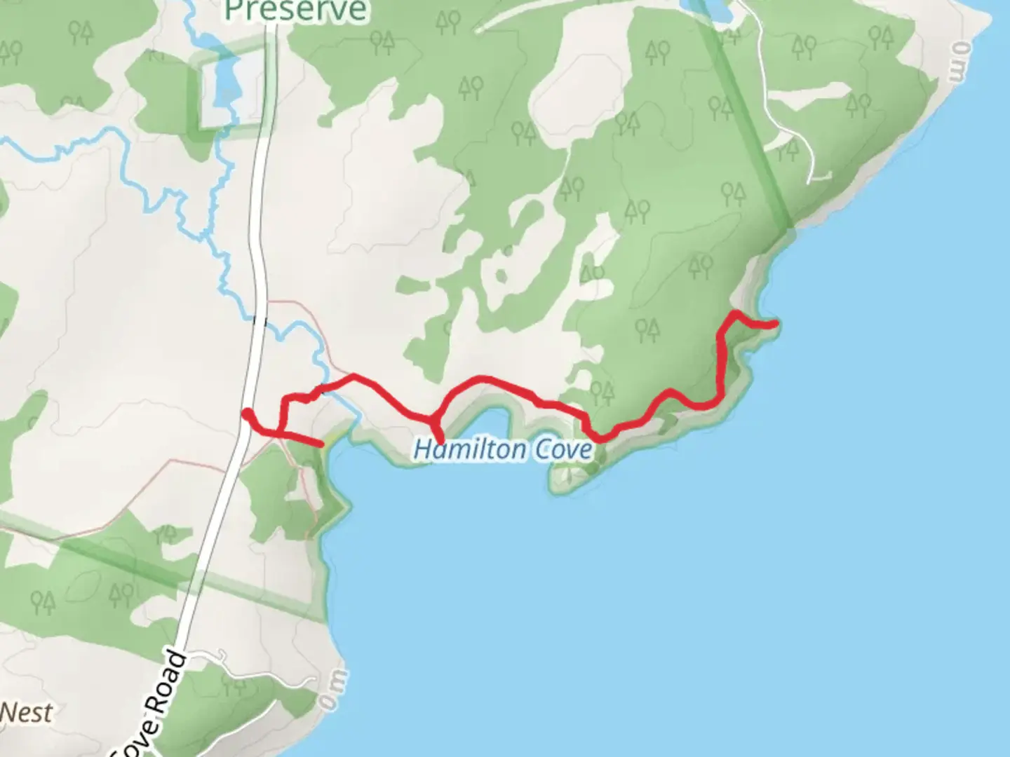 An image depicting the trail Hamilton Cove Trail and its surrounding area.