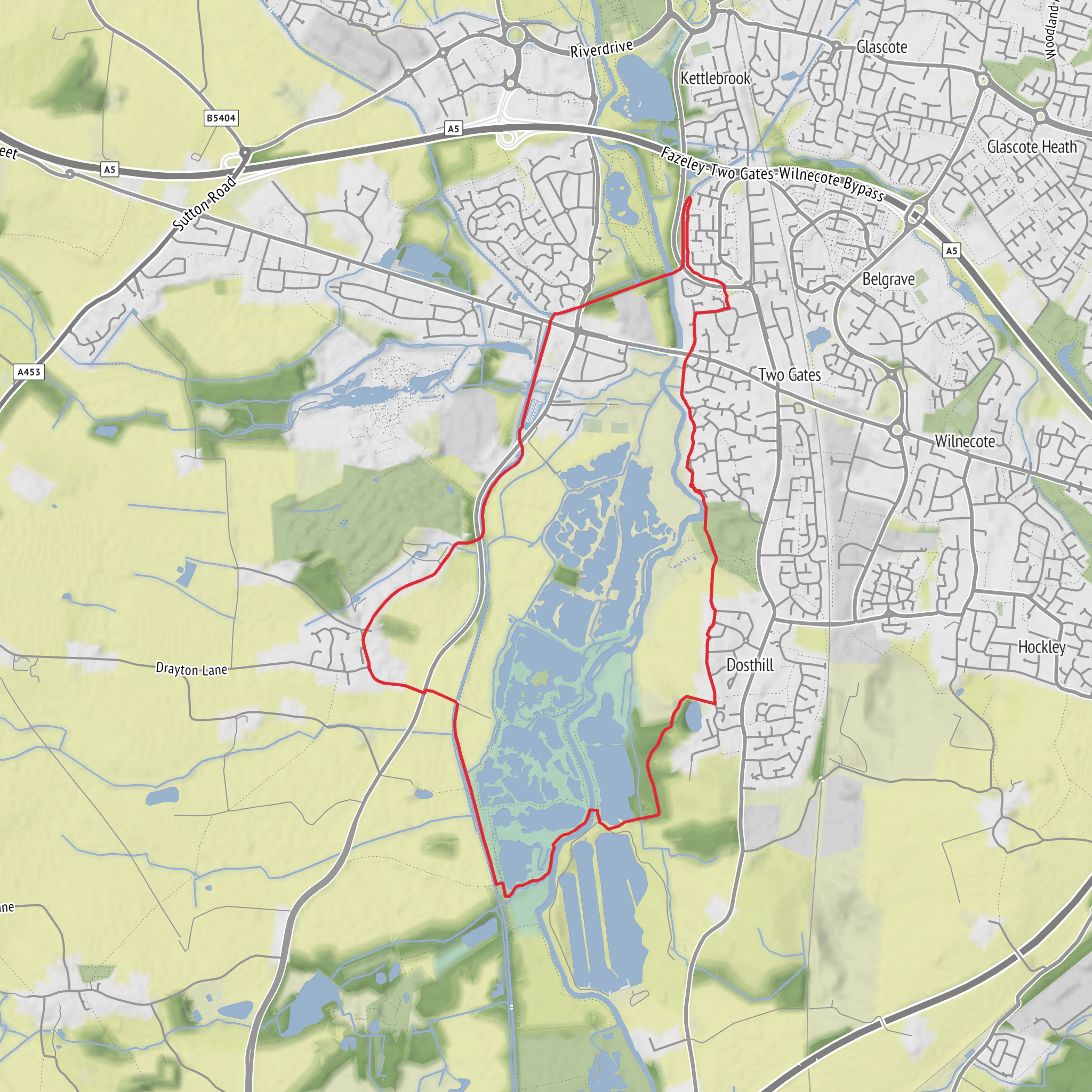 Dosthill and Middleton Loop mobile static map