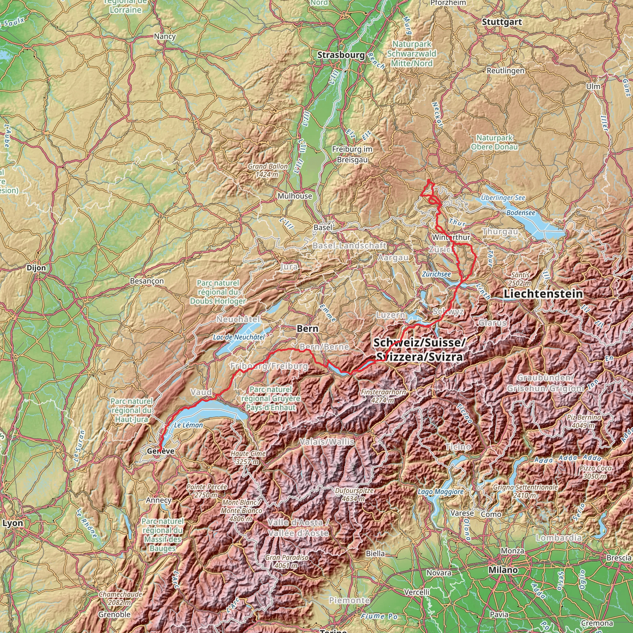 Camino Blumberg-Geneva via Winterthur mobile static map