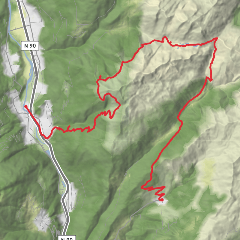 A map preview of the recording La Léchère Randonnée.