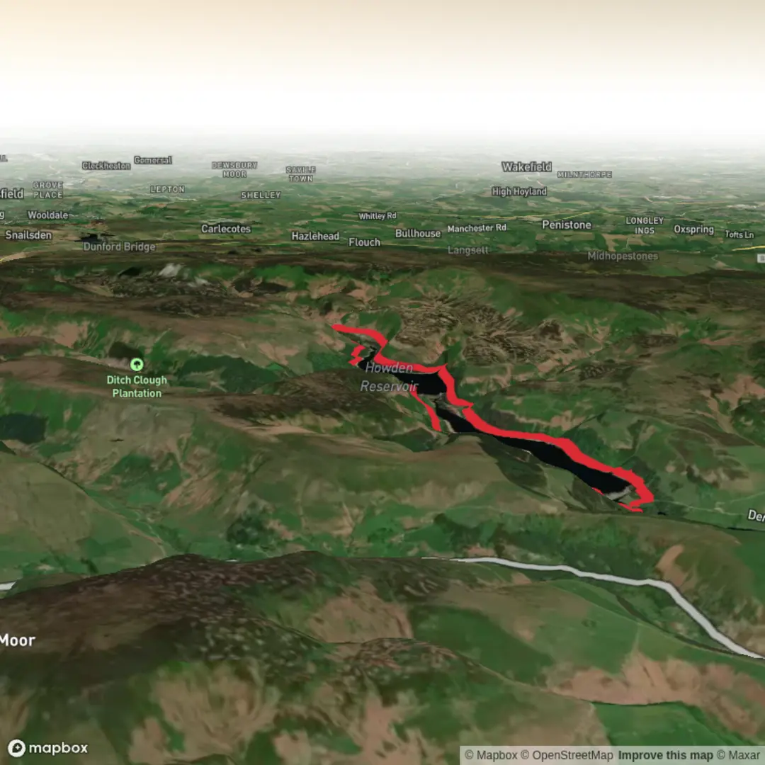 An image depicting the trail Derwent resevoir - Apr 26 and its surrounding area.