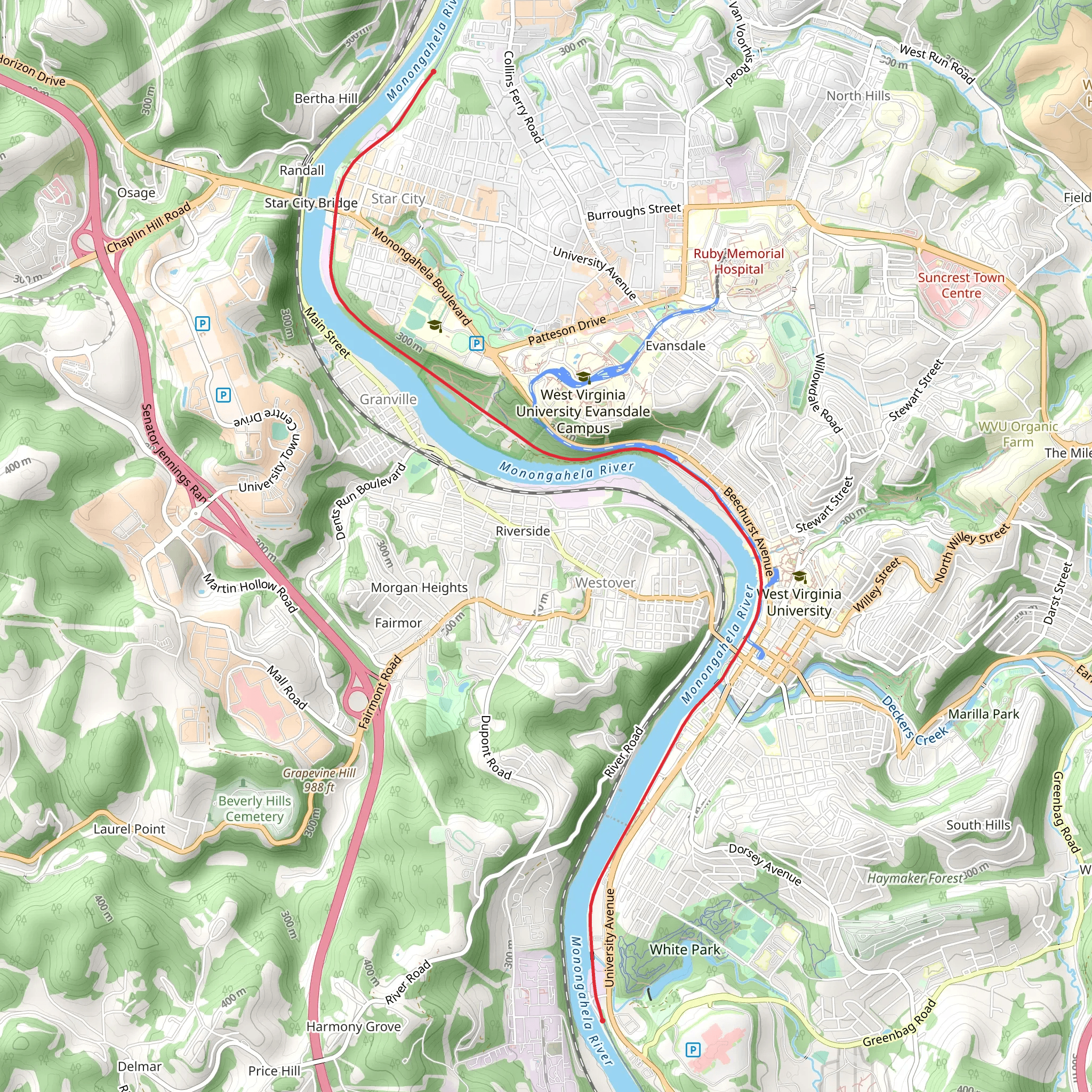 Caperton Trail - Cobun Creek Reservoir mobile static map