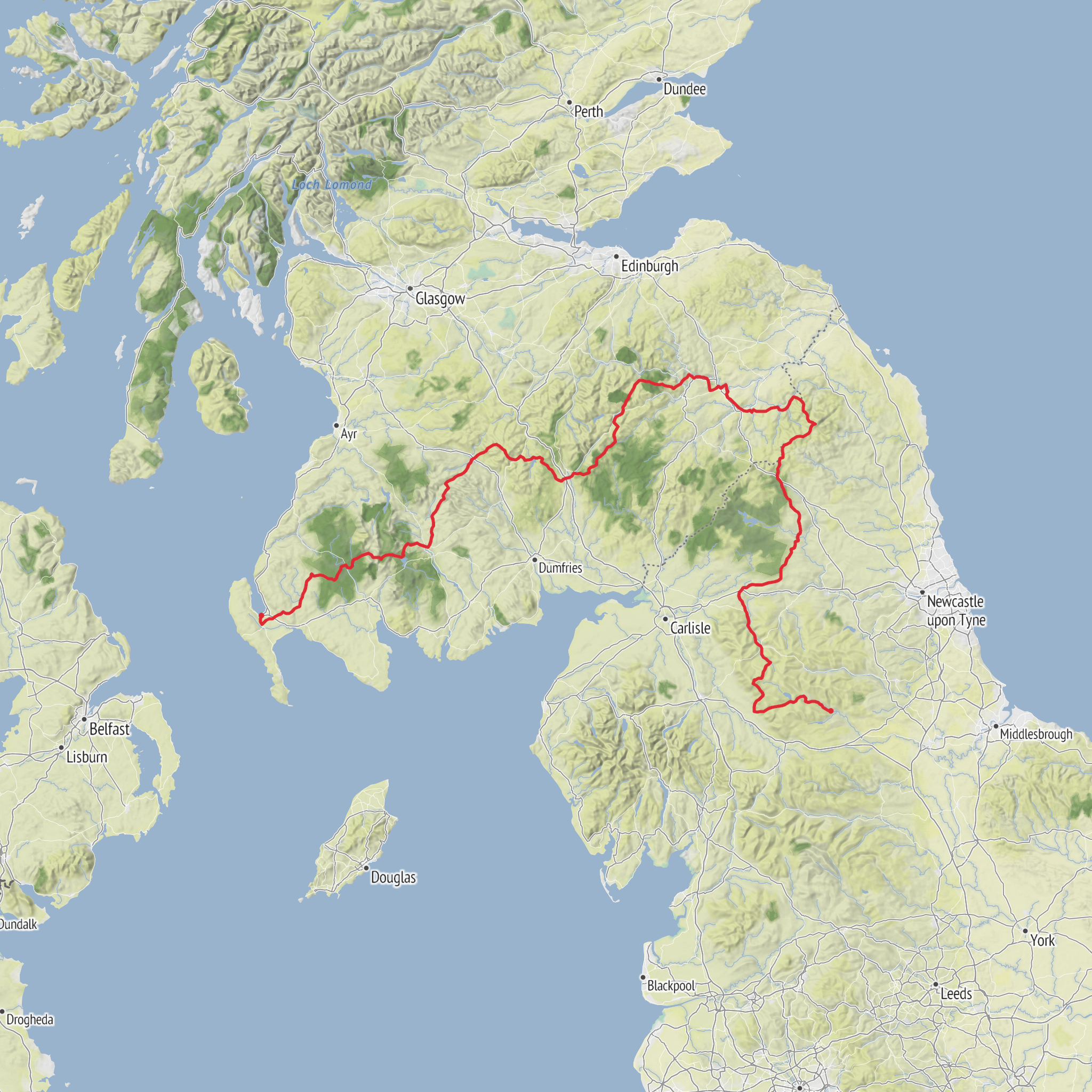 E2 UK - Stranraer to Middleton in Teesdale Walk mobile static map