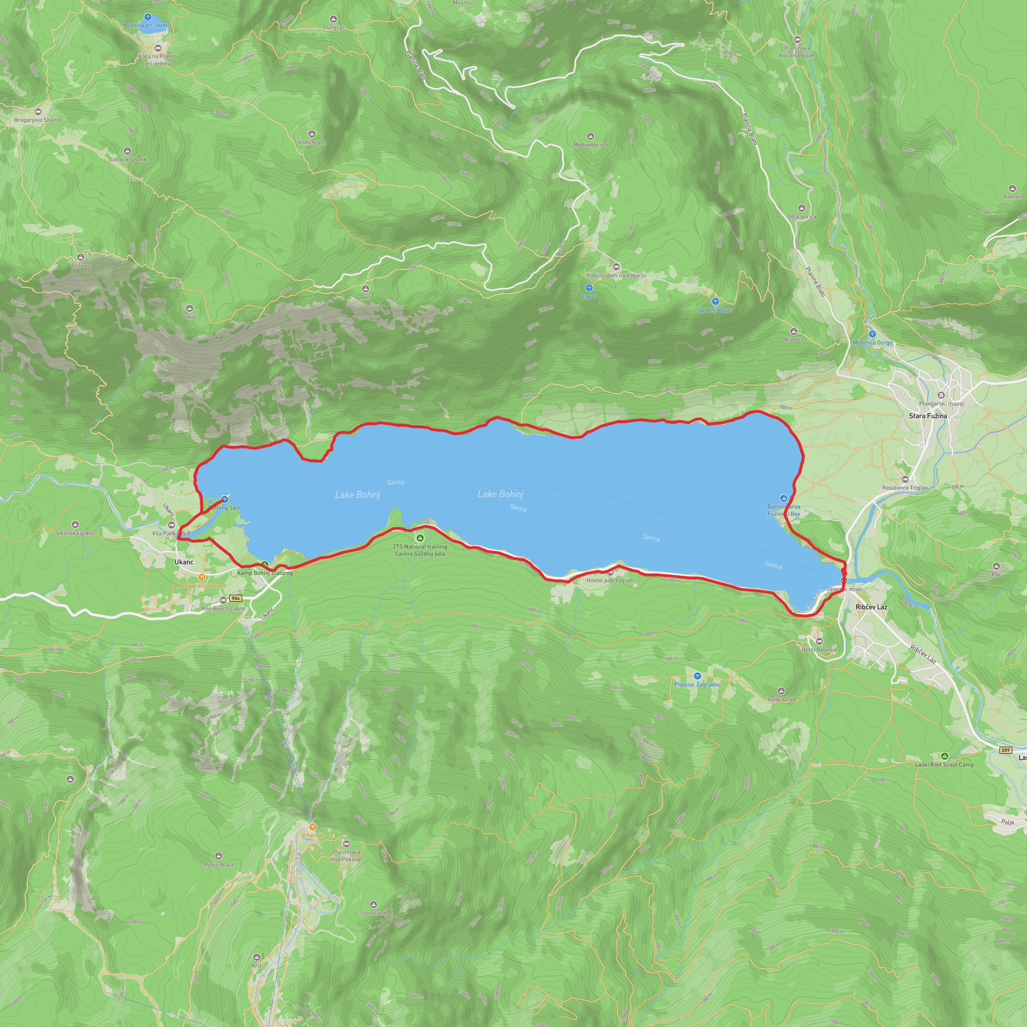Bohinj Lake Trail mobile static map