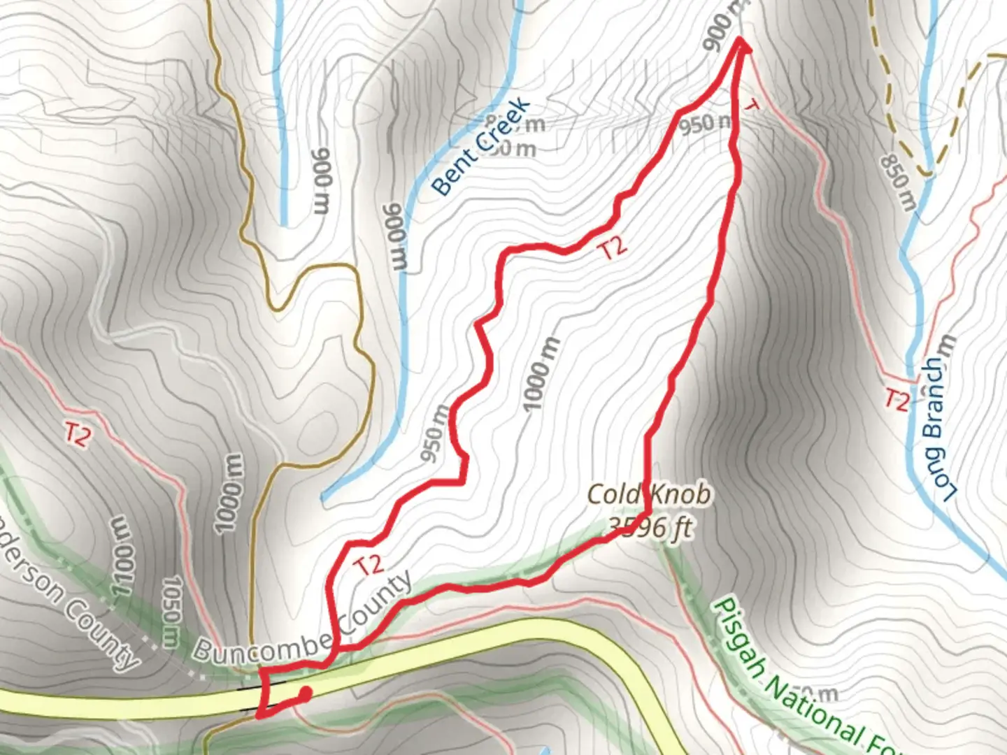 An image depicting the trail Shut-In Trail and Cold knob Ridge Loop and its surrounding area.