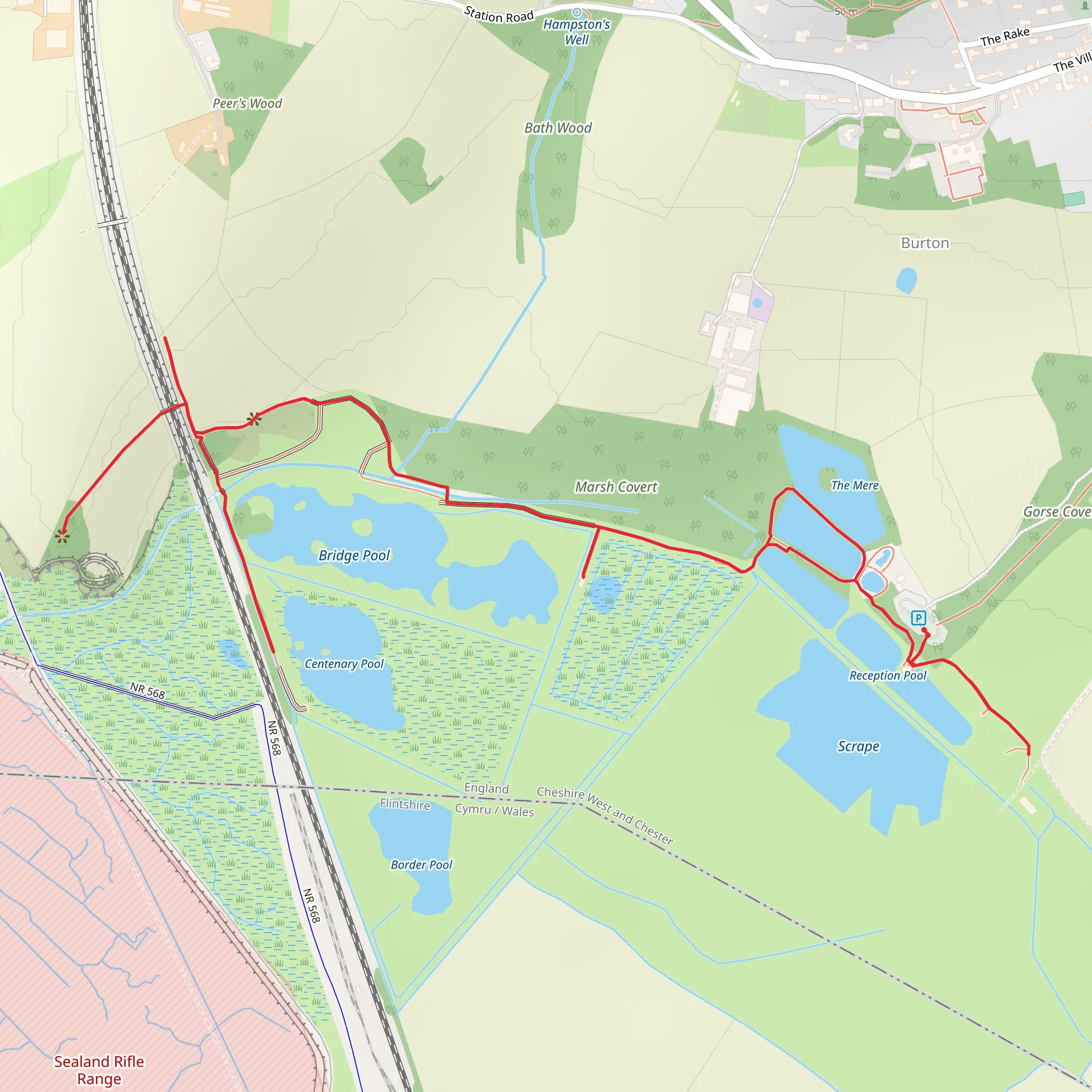 The Mere and Bridge Pool Walk mobile static map