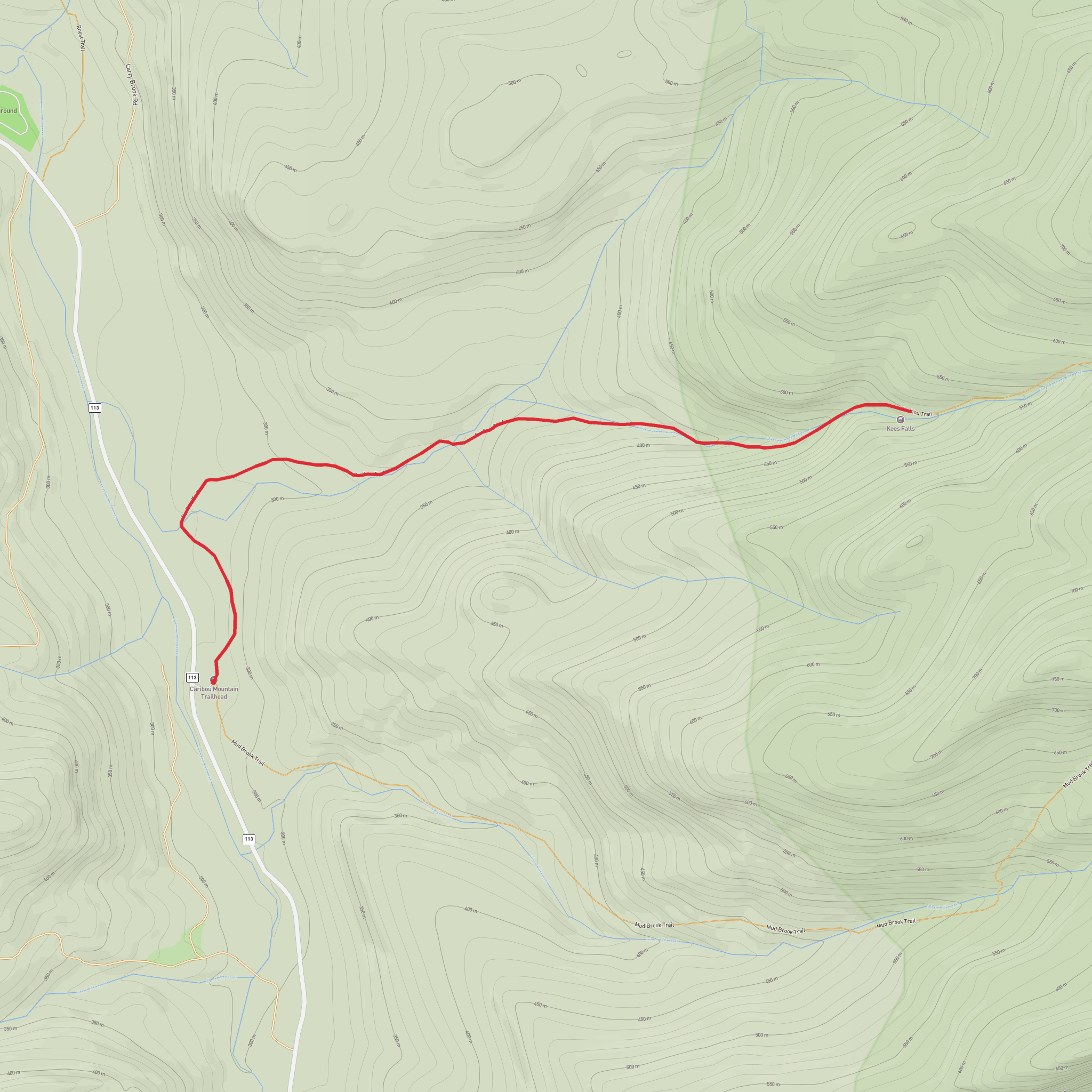 Kees Falls via Caribou Trail mobile static map