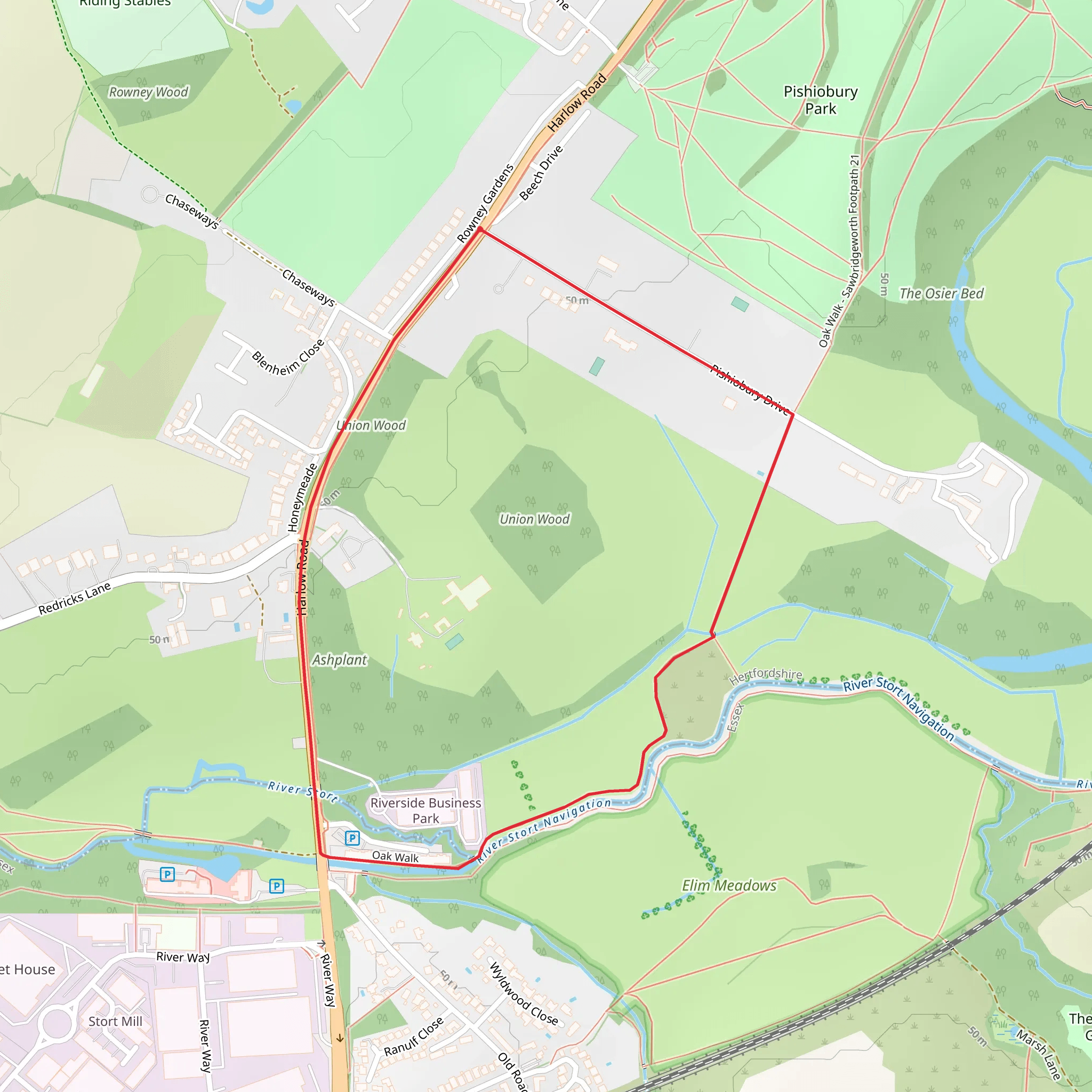 Union Wood Loop mobile static map