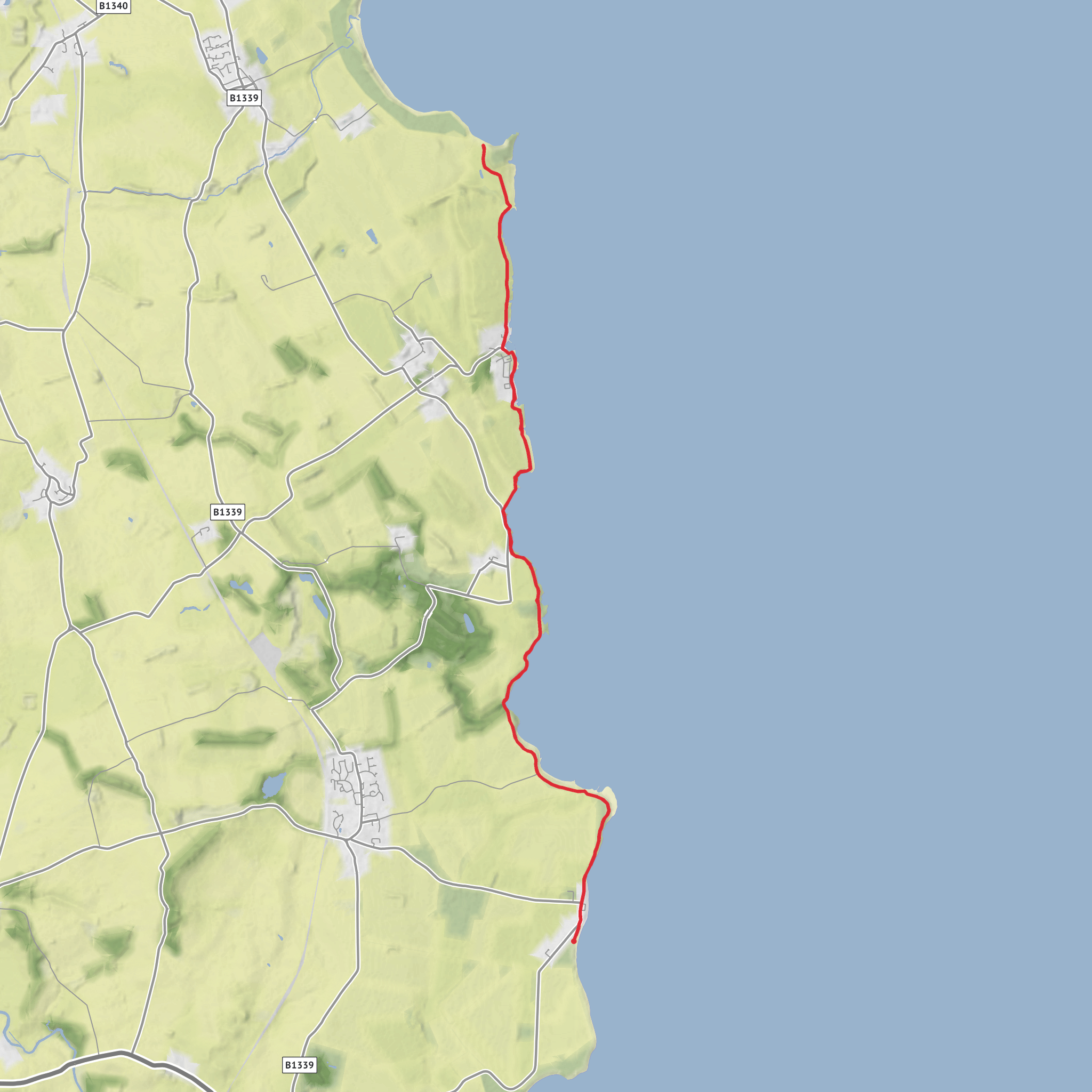 Boulmer to dunstanbrough Castle mobile static map