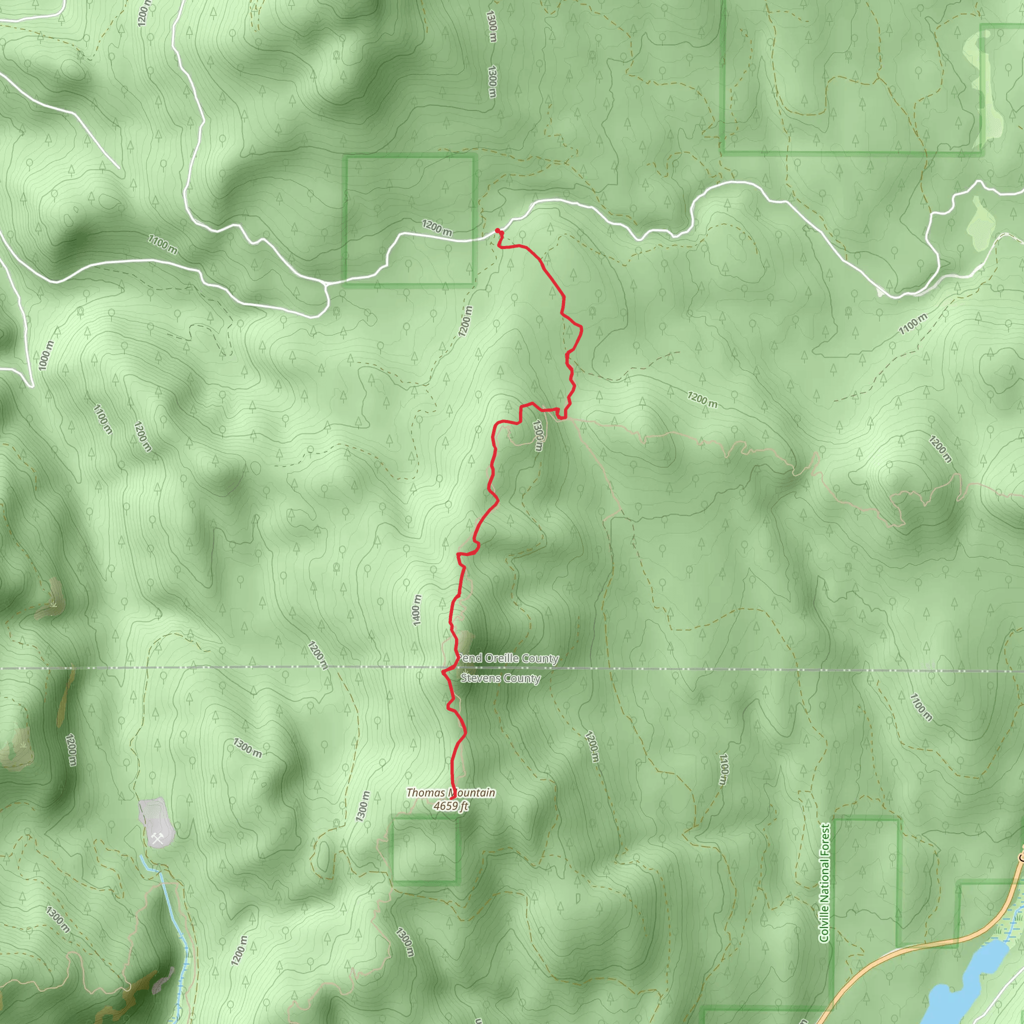 Thomas Mountain Trail mobile static map