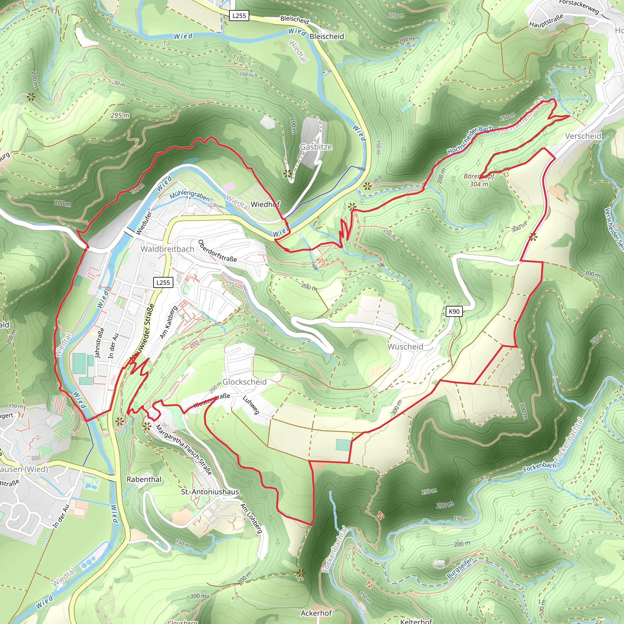Waeller Tour and Wiedweg Loop mobile static map