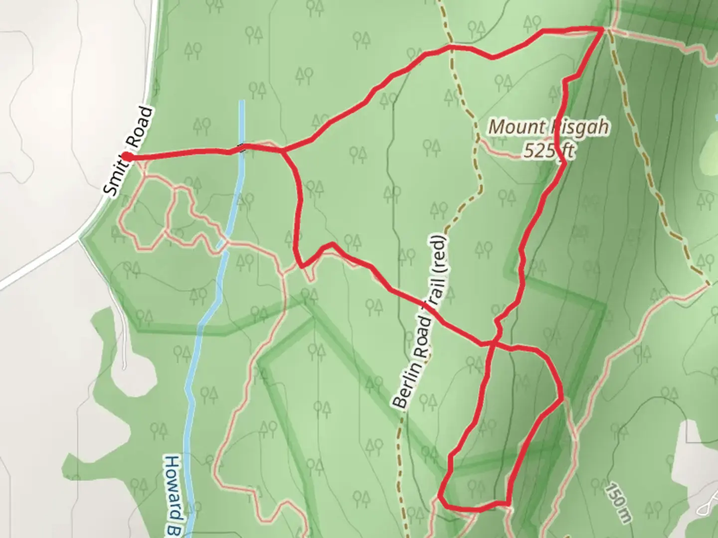 An image depicting the trail Mount Pisgah Loop via Mentzer Trail and its surrounding area.