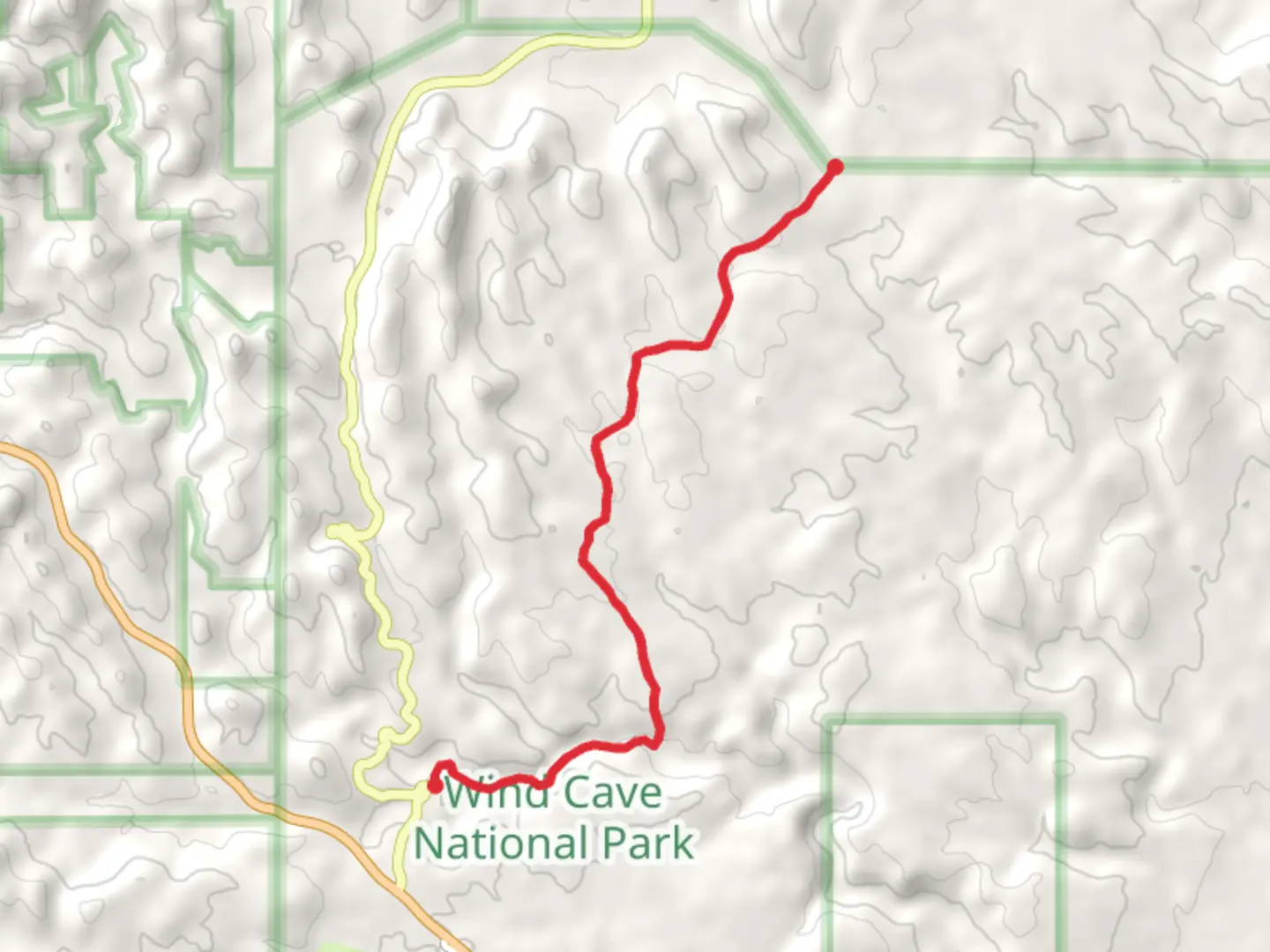 An image depicting the trail Centennial Trail from State Road 87 and its surrounding area.