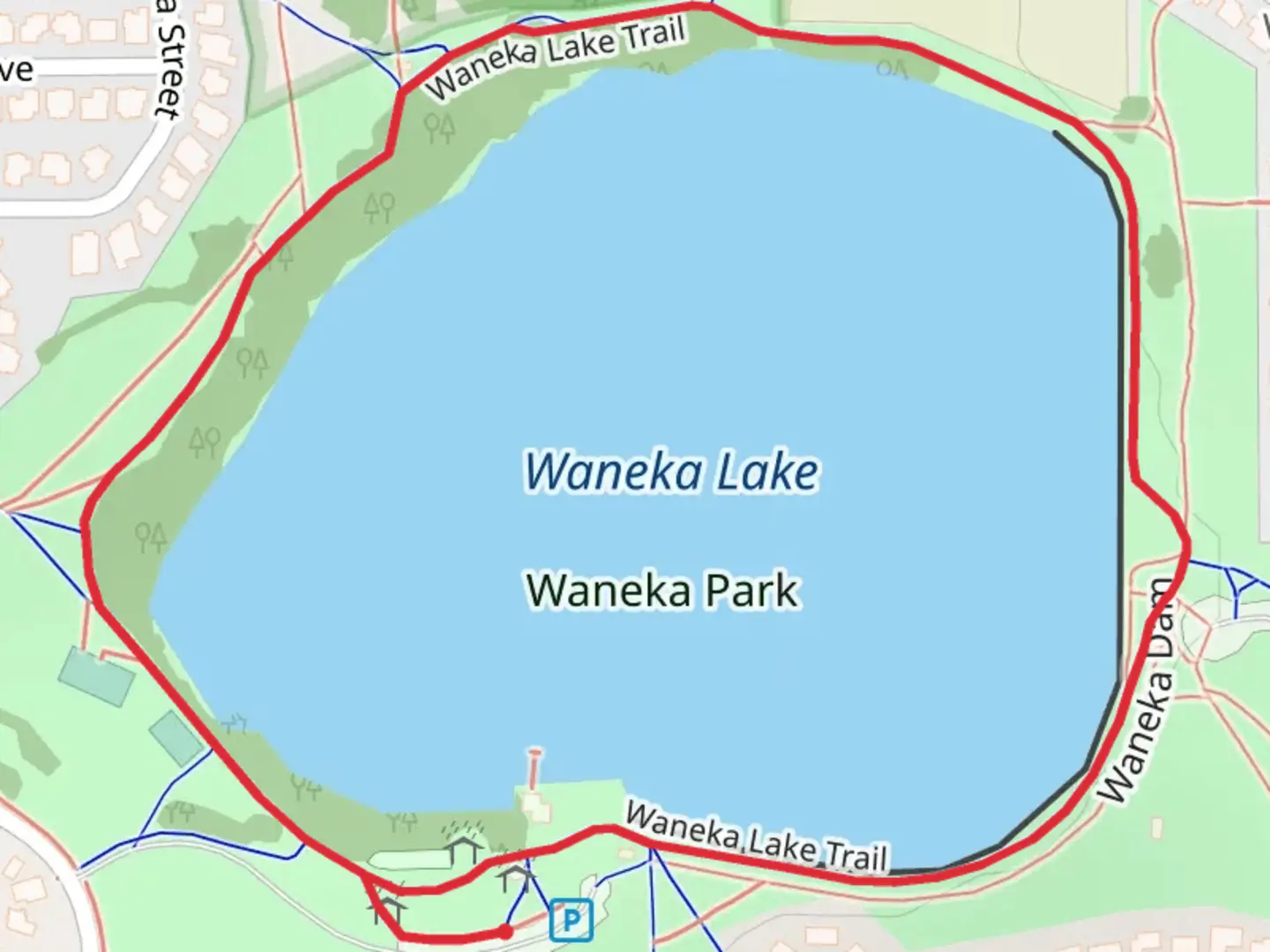 An image depicting the trail Waneka Lake Loop Trail and its surrounding area.
