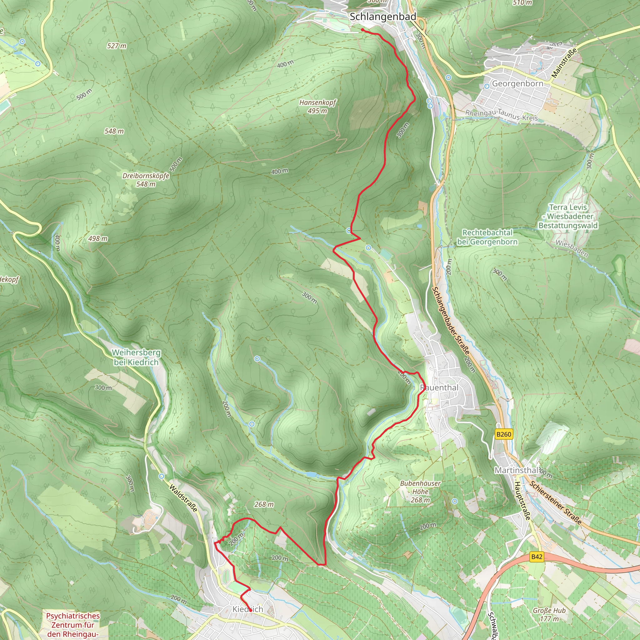 Kiedrich to Schlangenbad Walk via Wanderweg Roter Punkt mobile static map